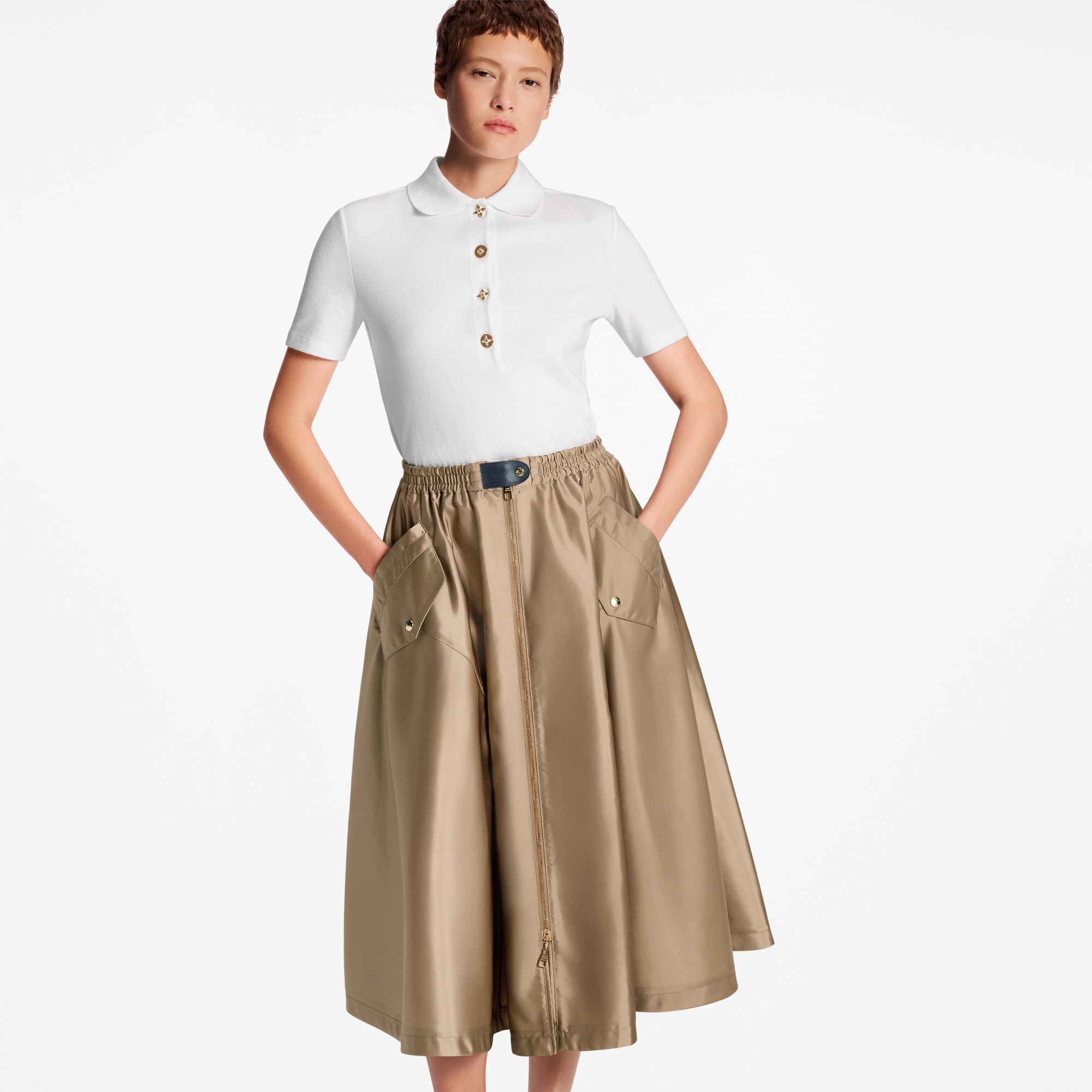 Flap Pocket Flared Skirt  in Women