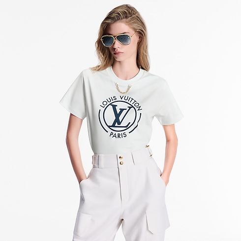Flocked LV T-Shirt in Women's Ready-to-Wear Tops collections by Louis Vuitton (Product zoom)
