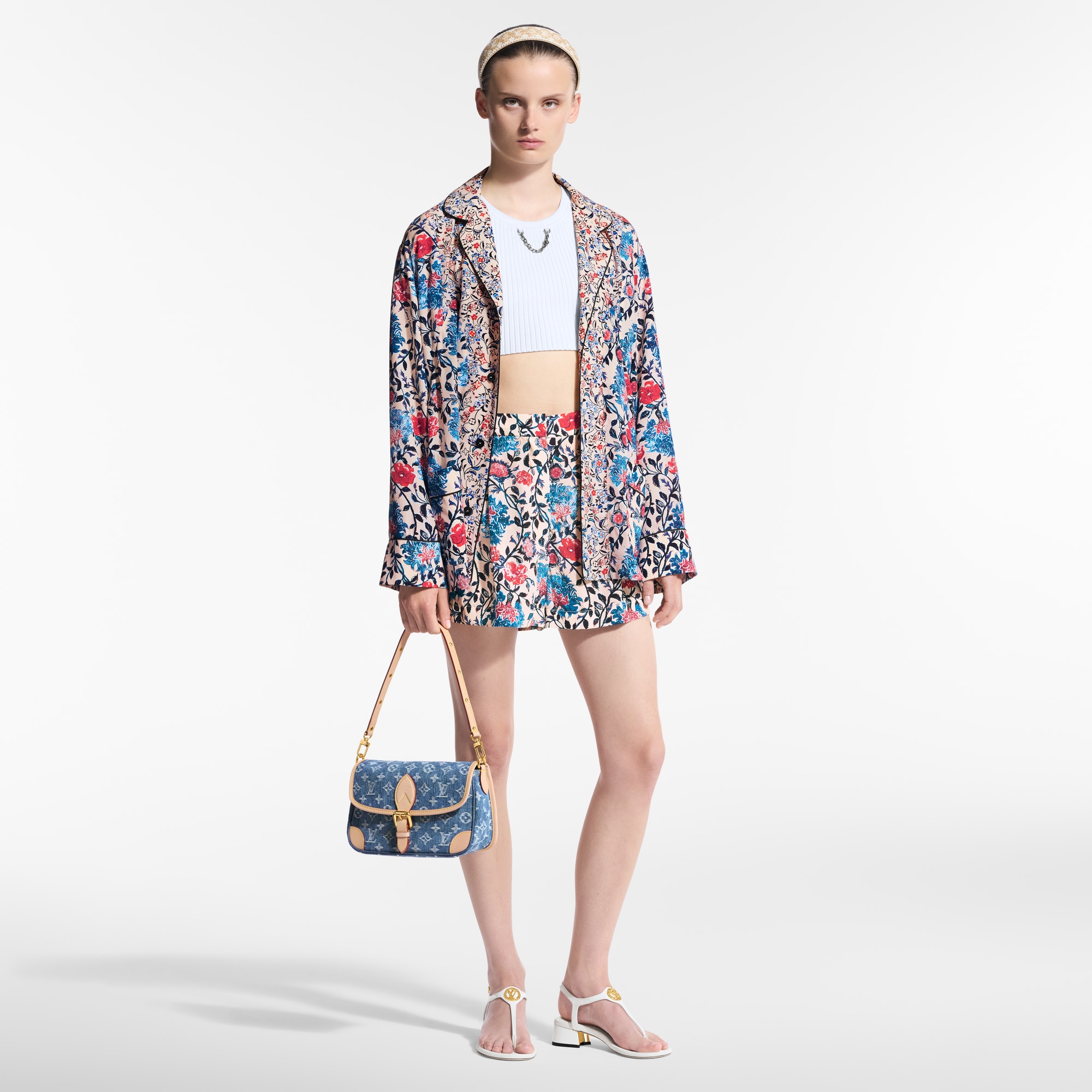 Floral Vine Pleat Shorts   in Women