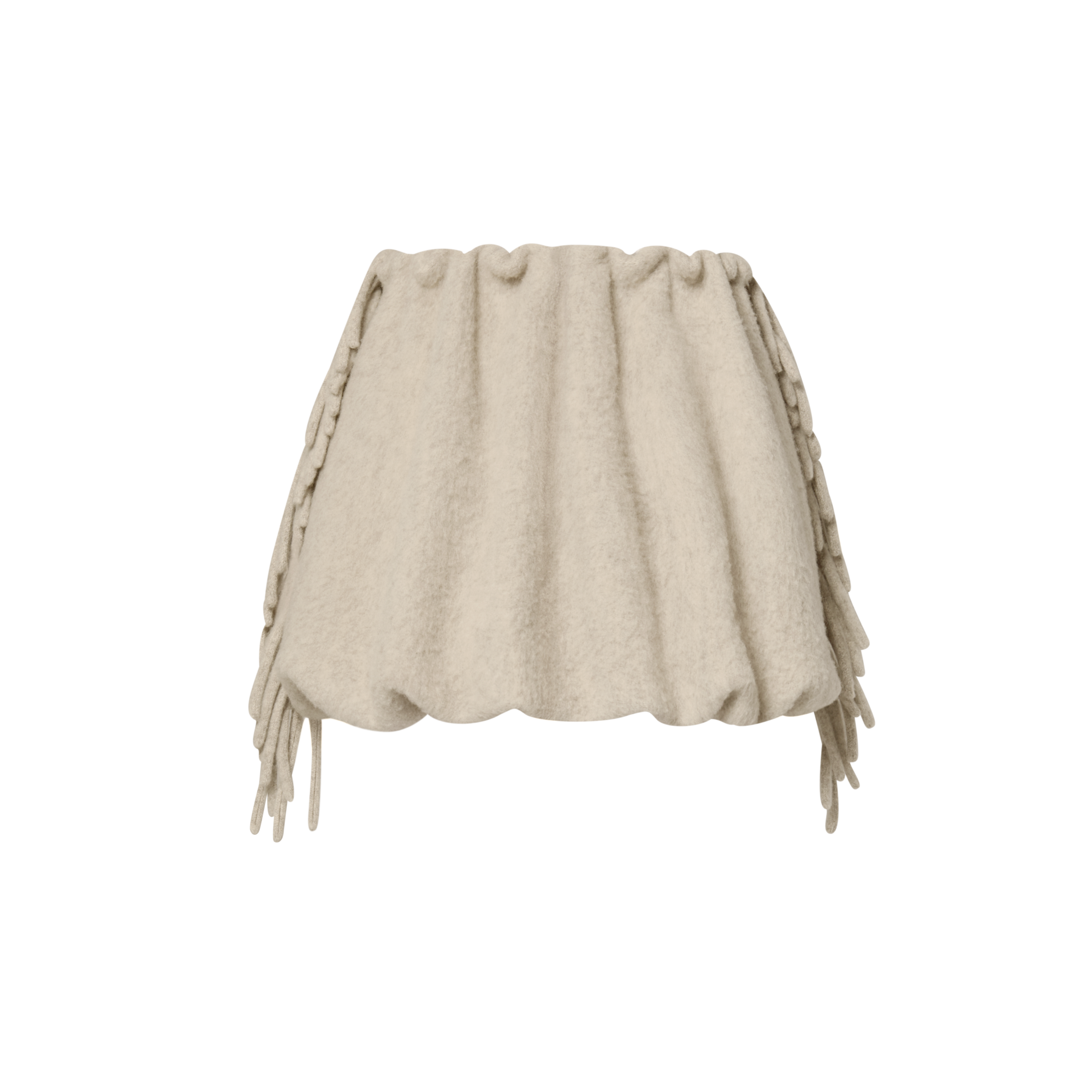 Fringed Brushed Knit Mini Skirt  in Women