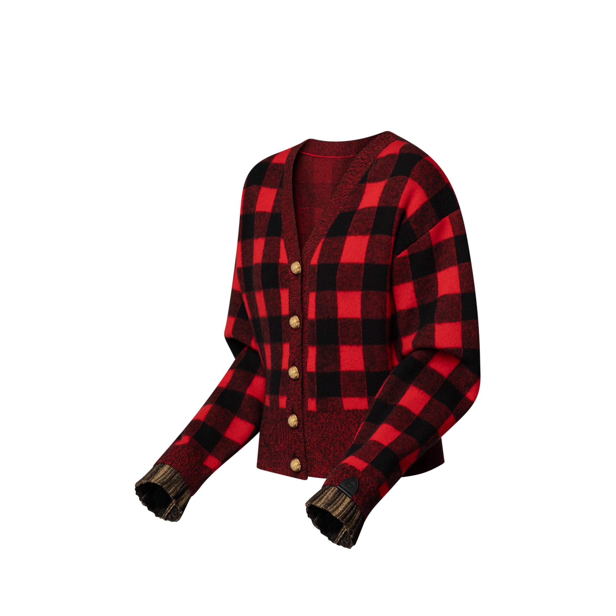 Graphic Check Knit Cardigan  in Women