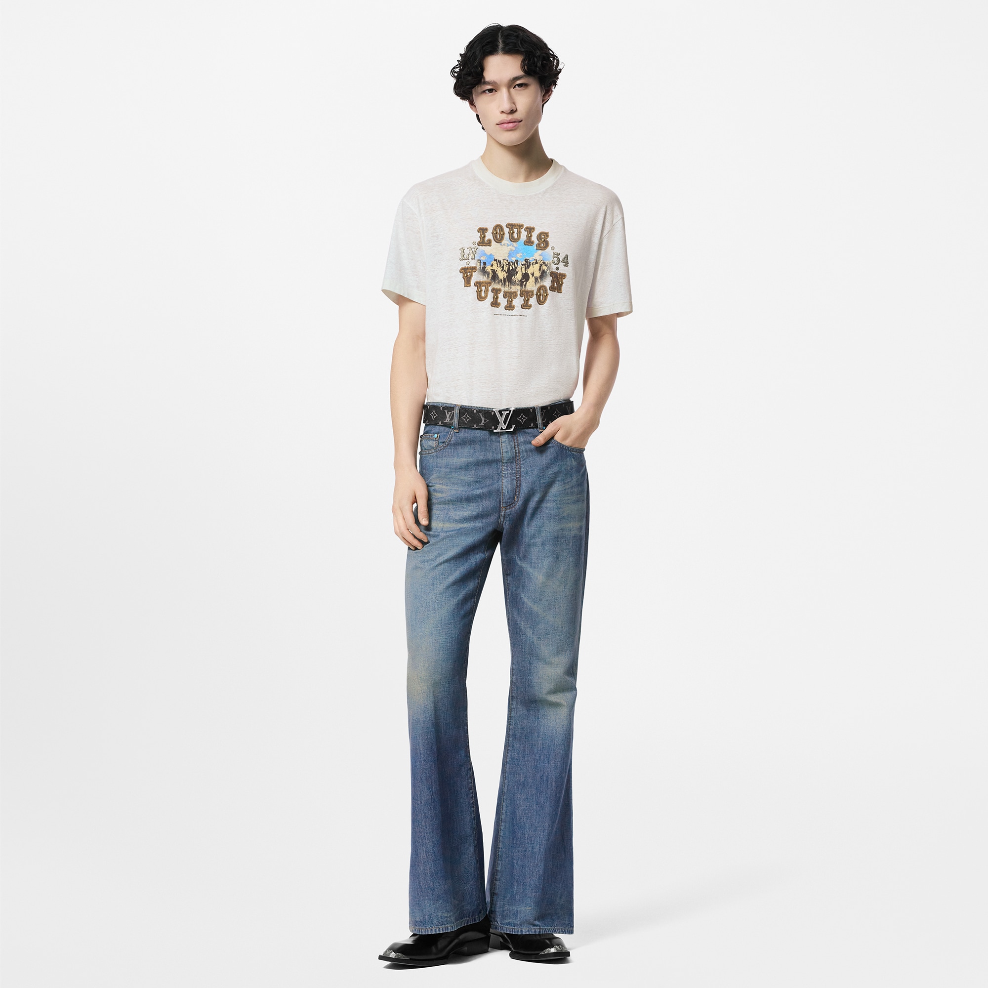 Graphic Cotton And Linen-Blend T-Shirt  in Men