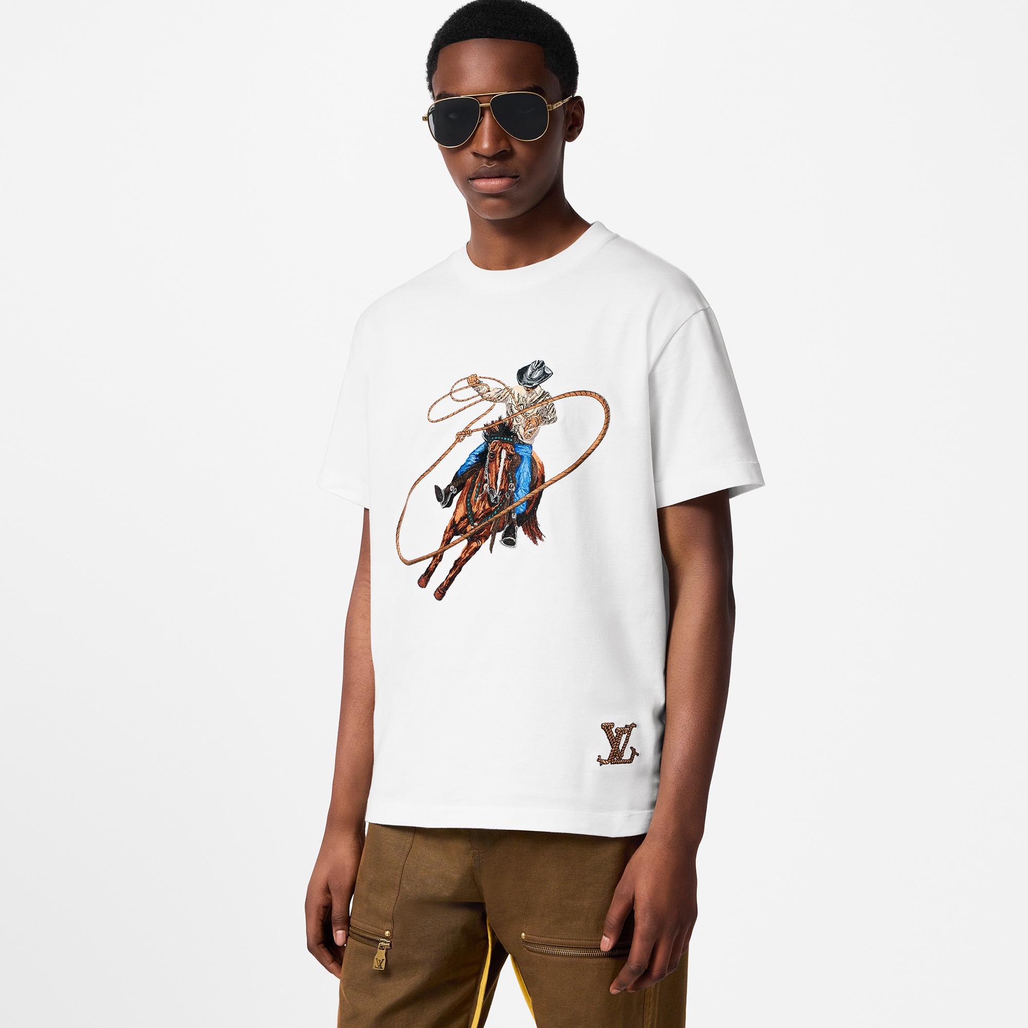 Graphic Embroidered Cotton T-Shirt  in Men