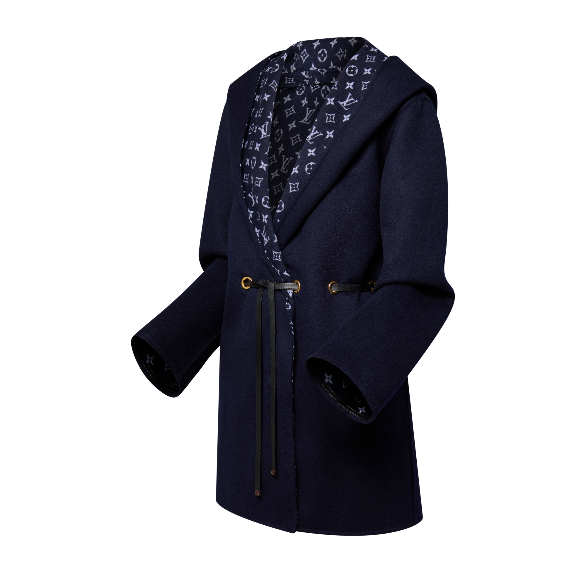Hooded Drawstring Wrap Coat  in Women