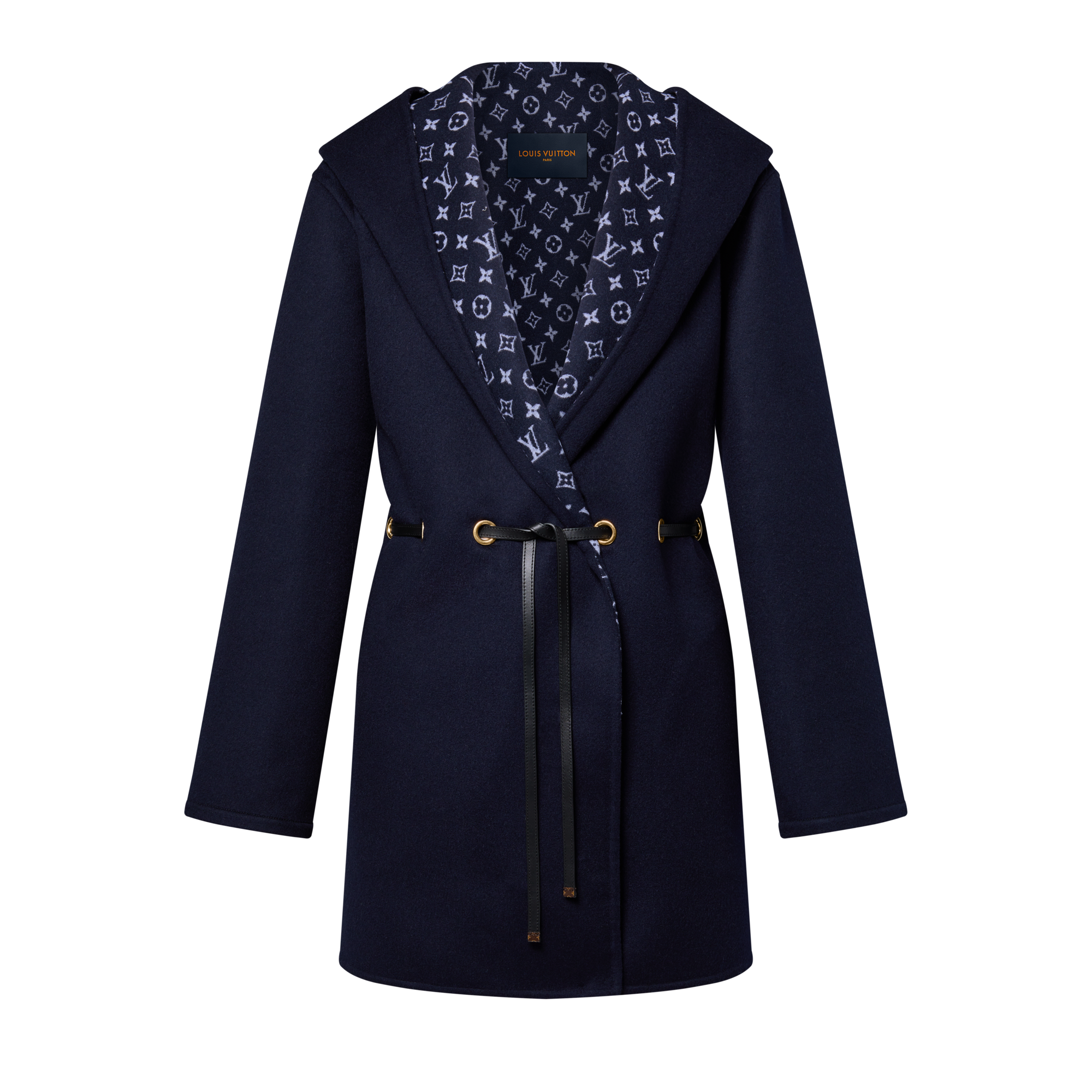 Hooded Drawstring Wrap Coat  in Women