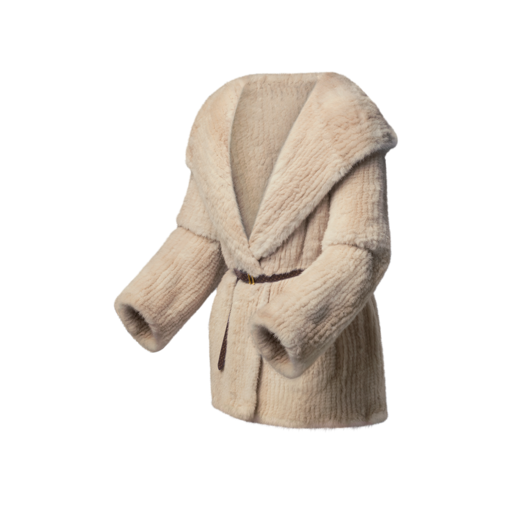 Hooded Short Wrap Coat W/ Belt  in Women