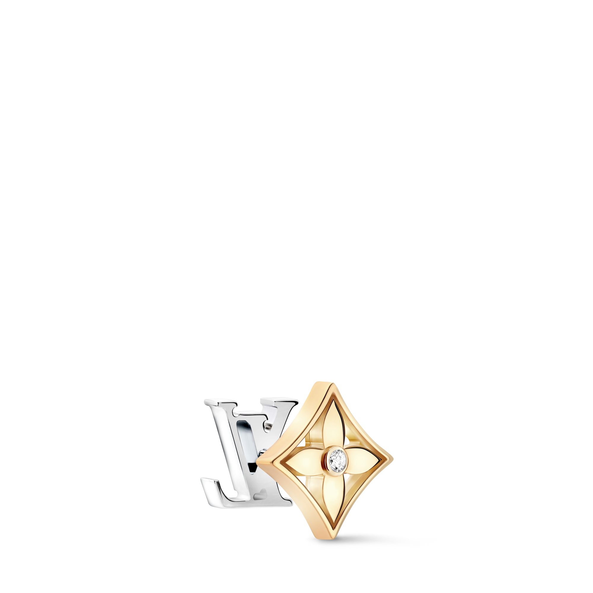 Idylle Blossom Reversible Stud, Yellow And White Gold And Diamond - Per Unit  in Jewellery