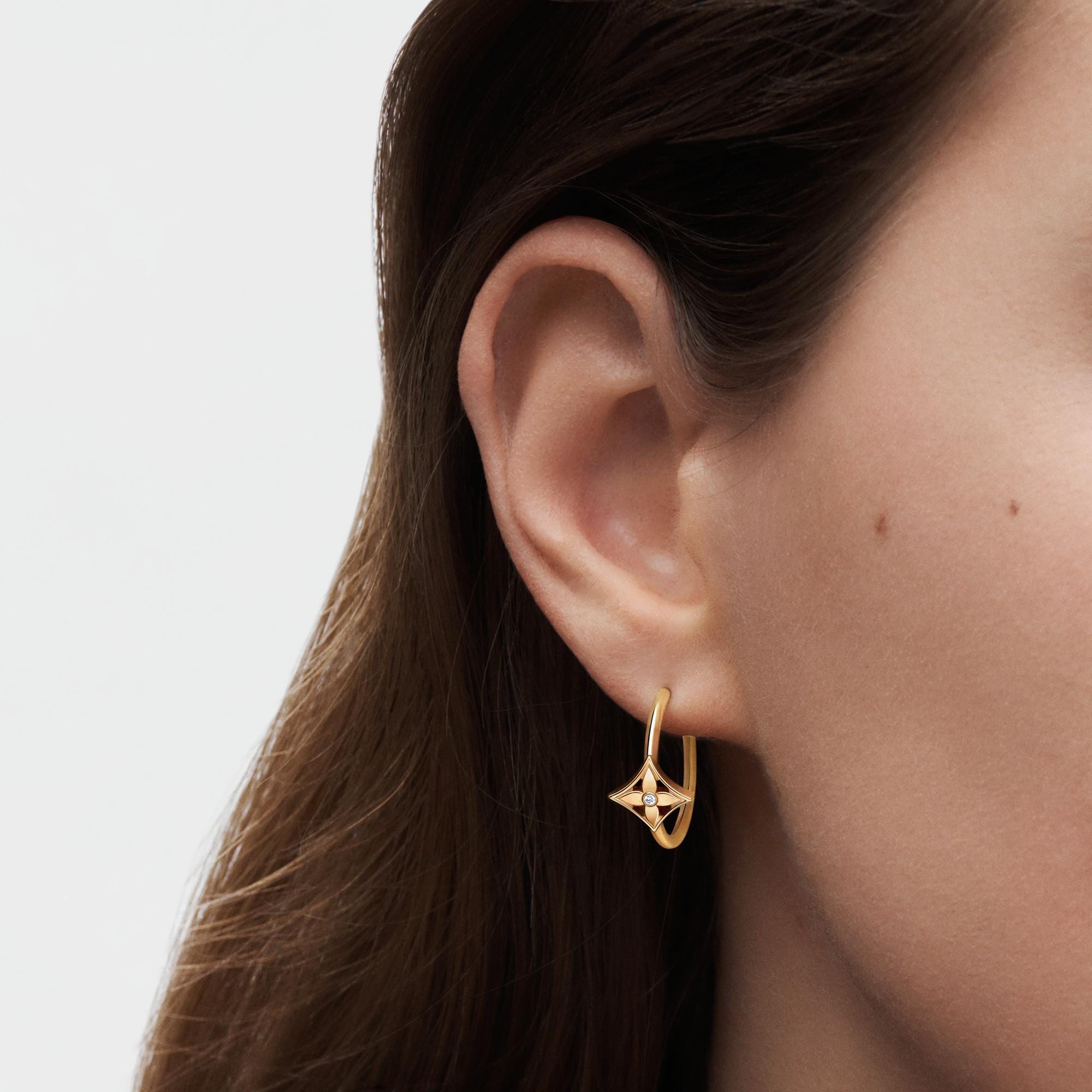 Idylle Blossom Small Hoop, Yellow Gold And Diamond - Per Unit  in Jewellery