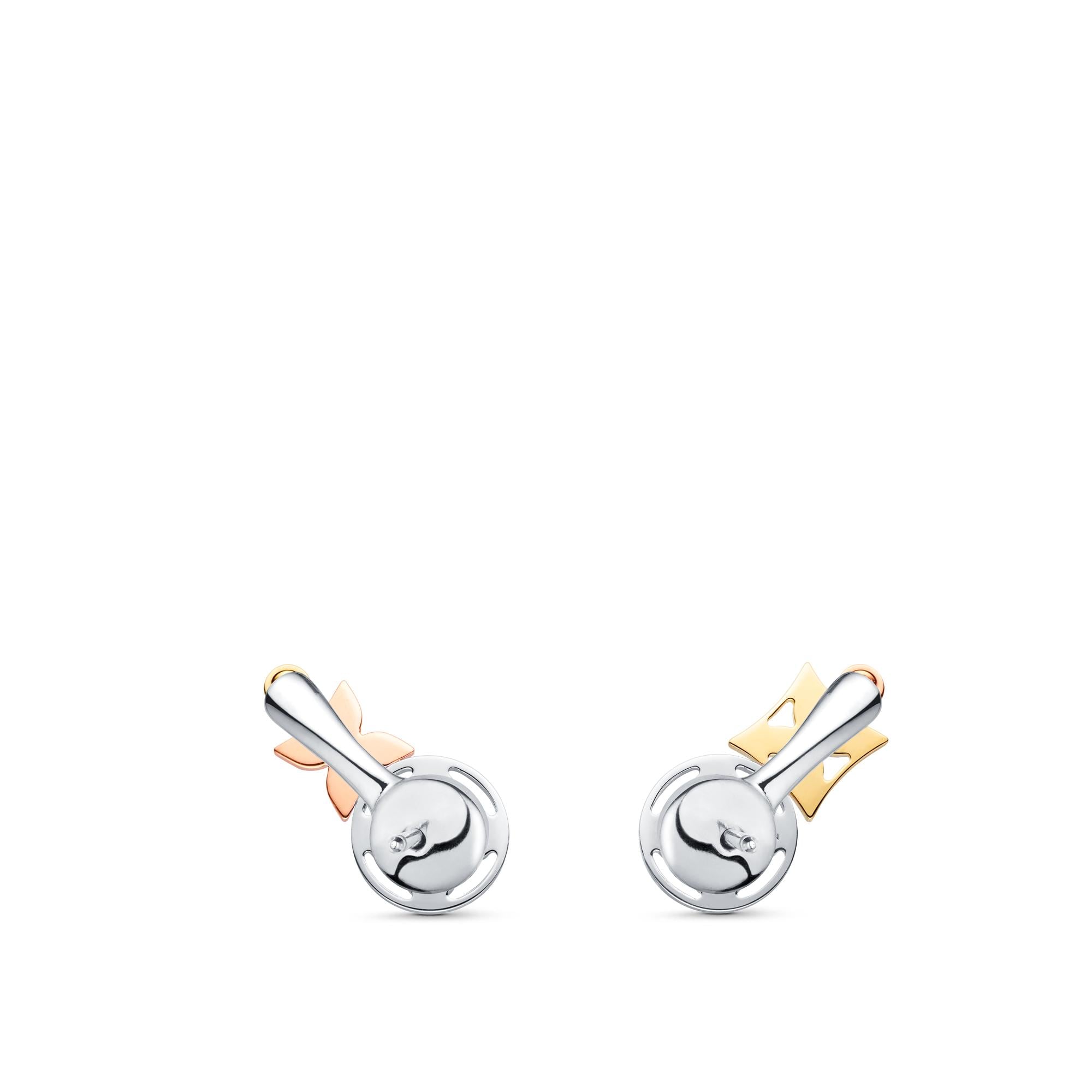 Idylle Blossom Studs, 3 Golds And Diamonds  in Jewellery