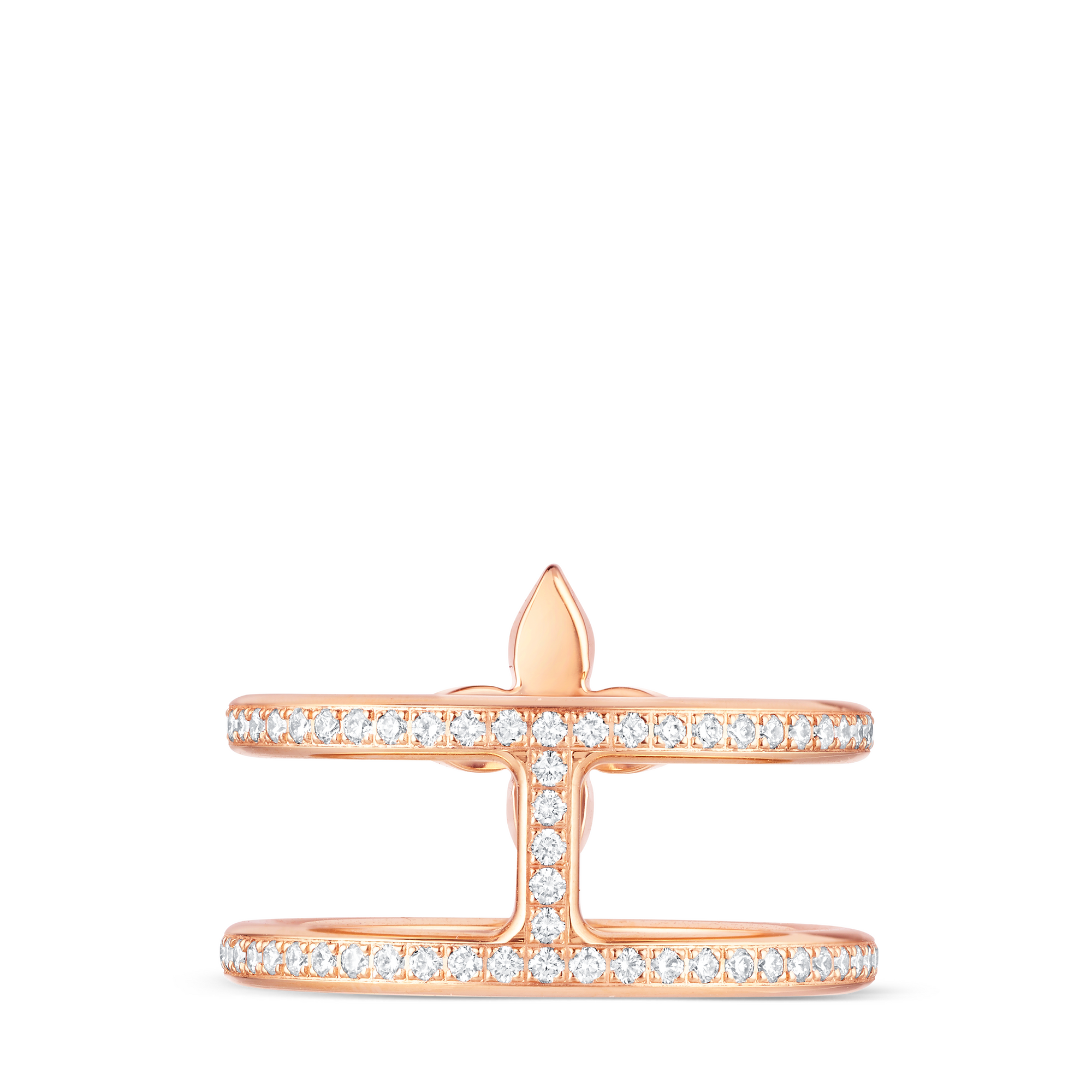 Idylle Blossom Two-Row Ring, Pink Gold And Diamonds  in Jewellery