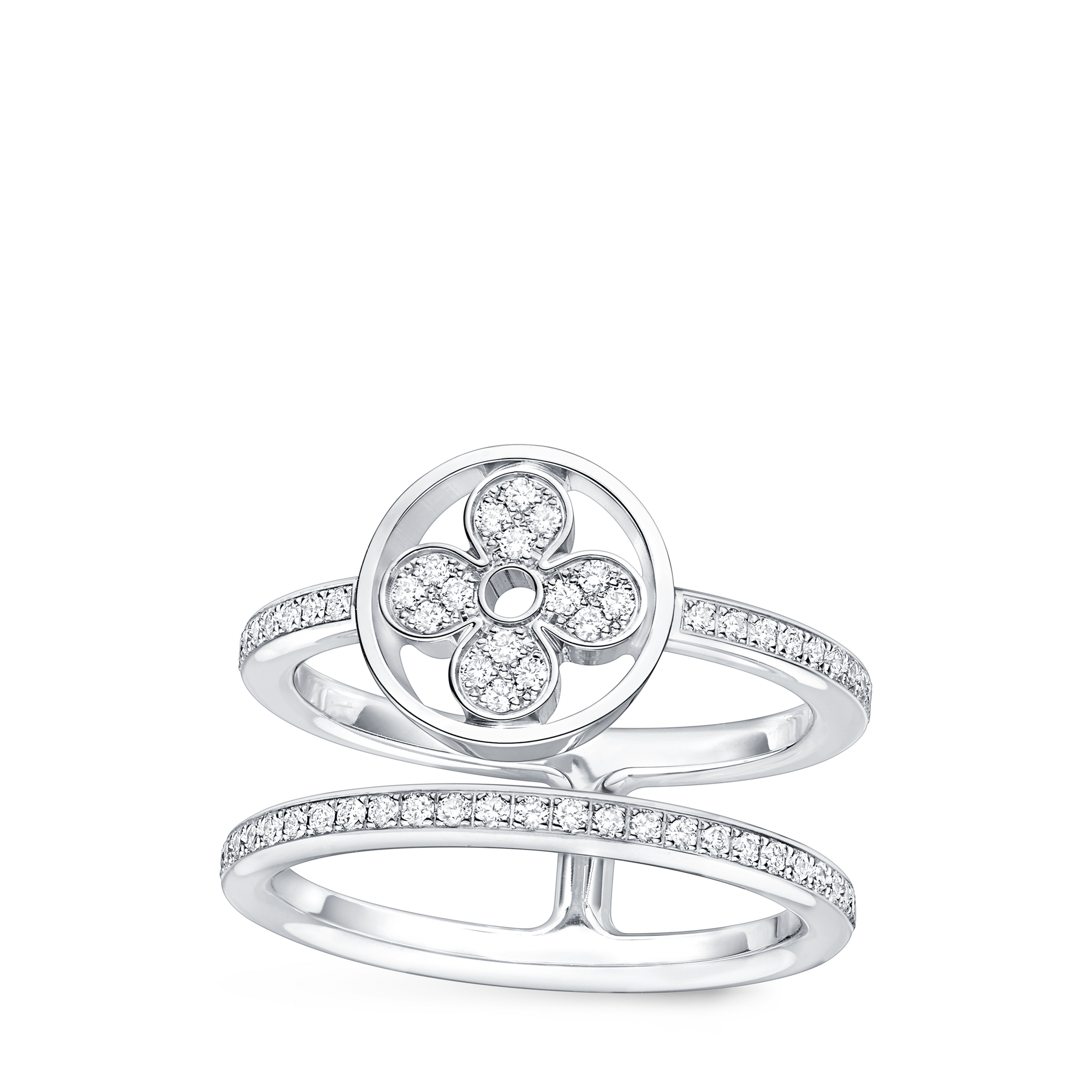 Idylle Blossom Two-Row Ring, White Gold And Diamonds  in Jewellery