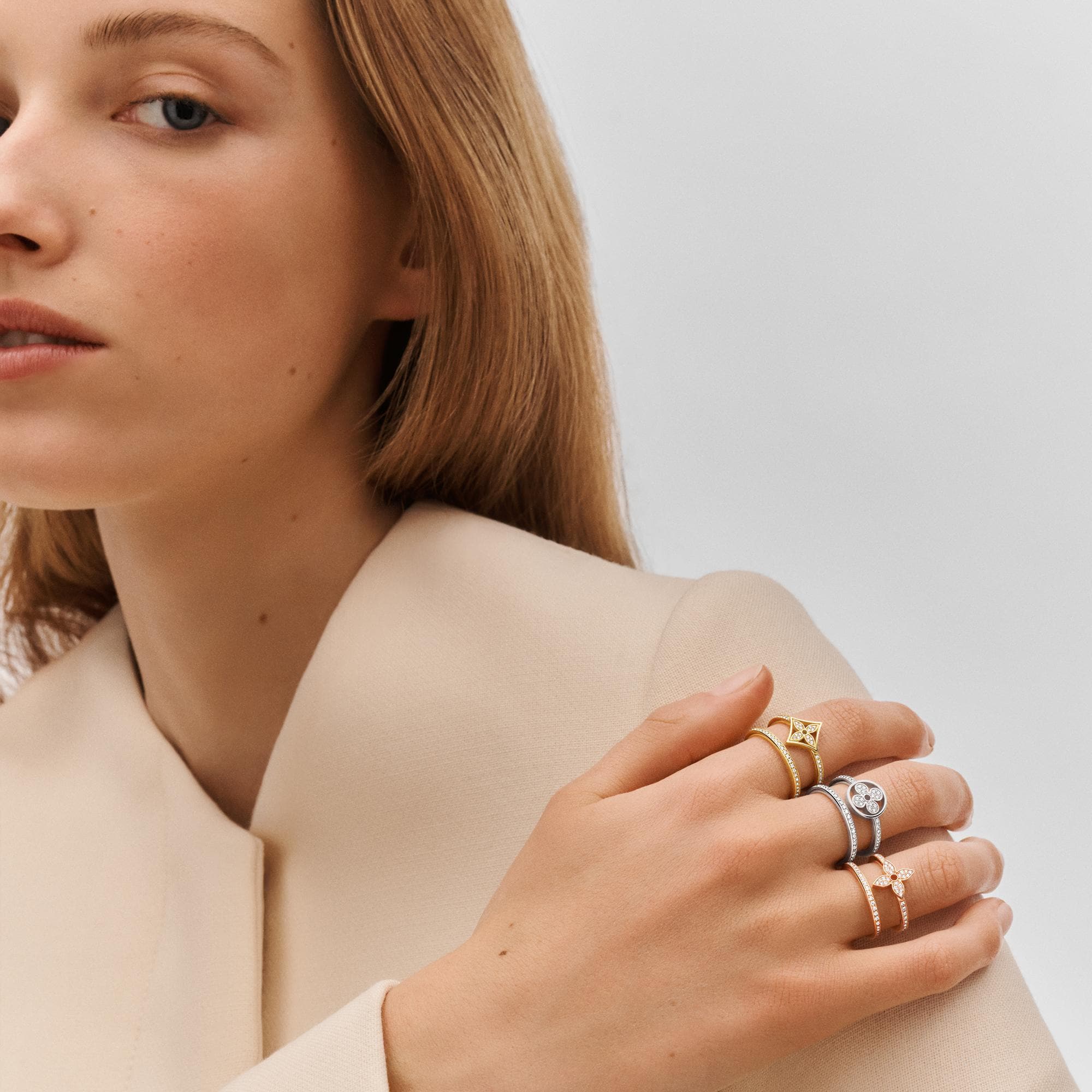 Idylle Blossom Two-Row Ring, Yellow Gold And Diamonds  in Jewellery