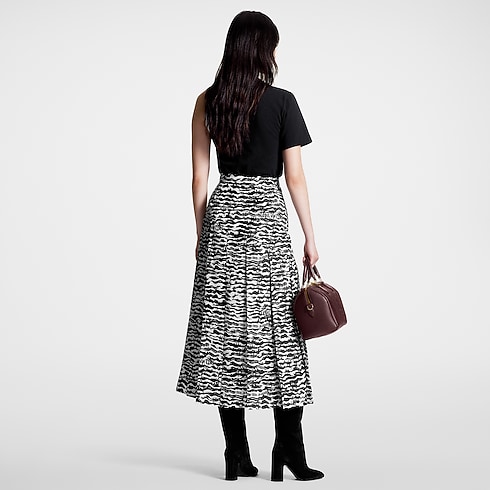 Ink Tiger Asymmetrical Pleat Midi Skirt in Women's Ready-to-Wear Skirts and Shorts collections by Louis Vuitton (Product zoom)