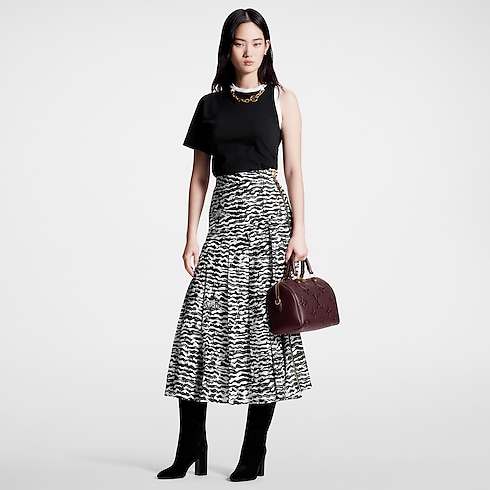 Ink Tiger Asymmetrical Pleat Midi Skirt in Women's Ready-to-Wear Skirts and Shorts collections by Louis Vuitton (Product zoom)