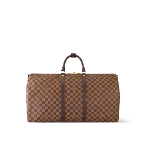 Keepall Bandoulière 55 Damier Ebene Canvas in Bags and Small Leather Goods's Personalisation Leather Goods } collections by Louis Vuitton (Product zoom)