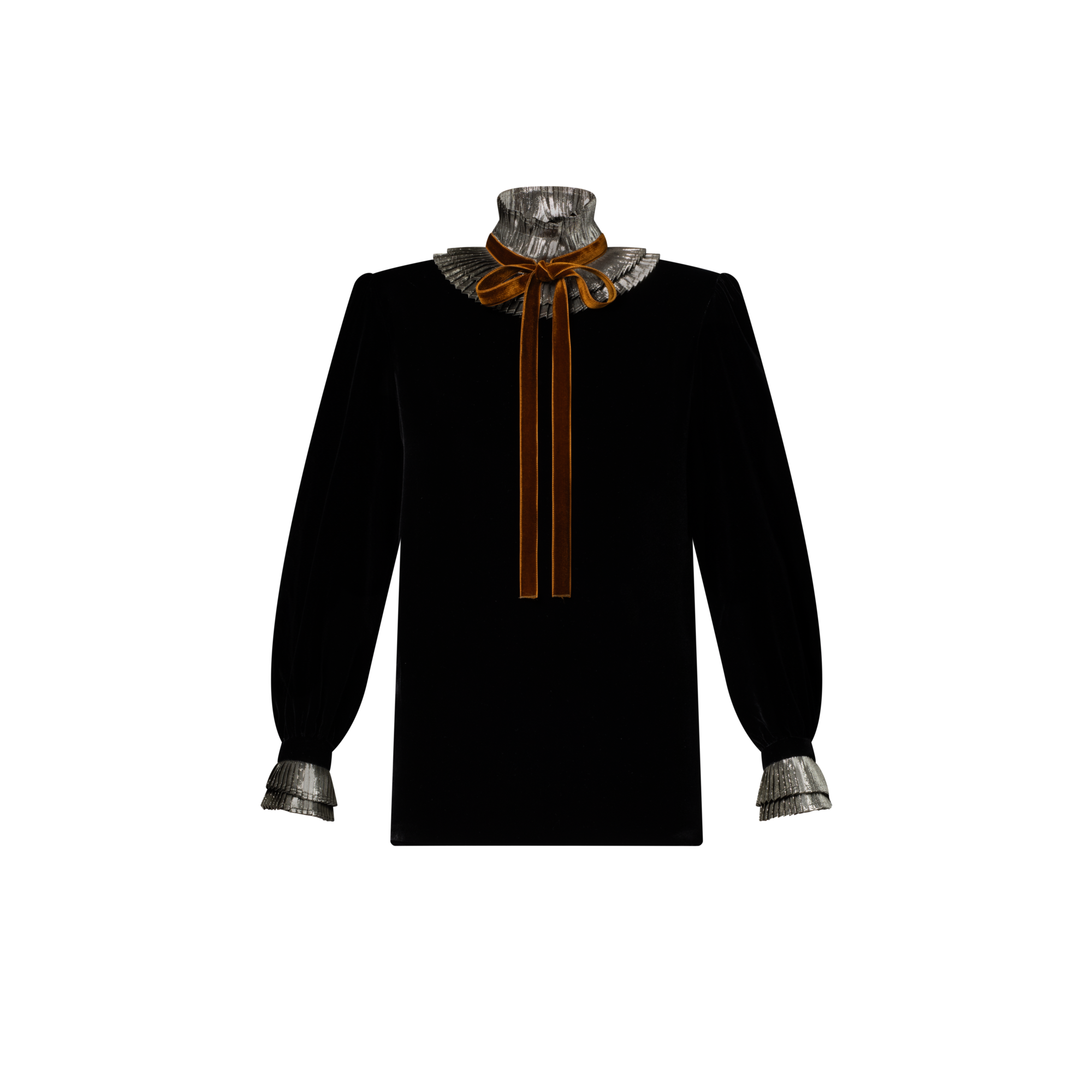 L/S High Ruffle Collar Shirt  in Women