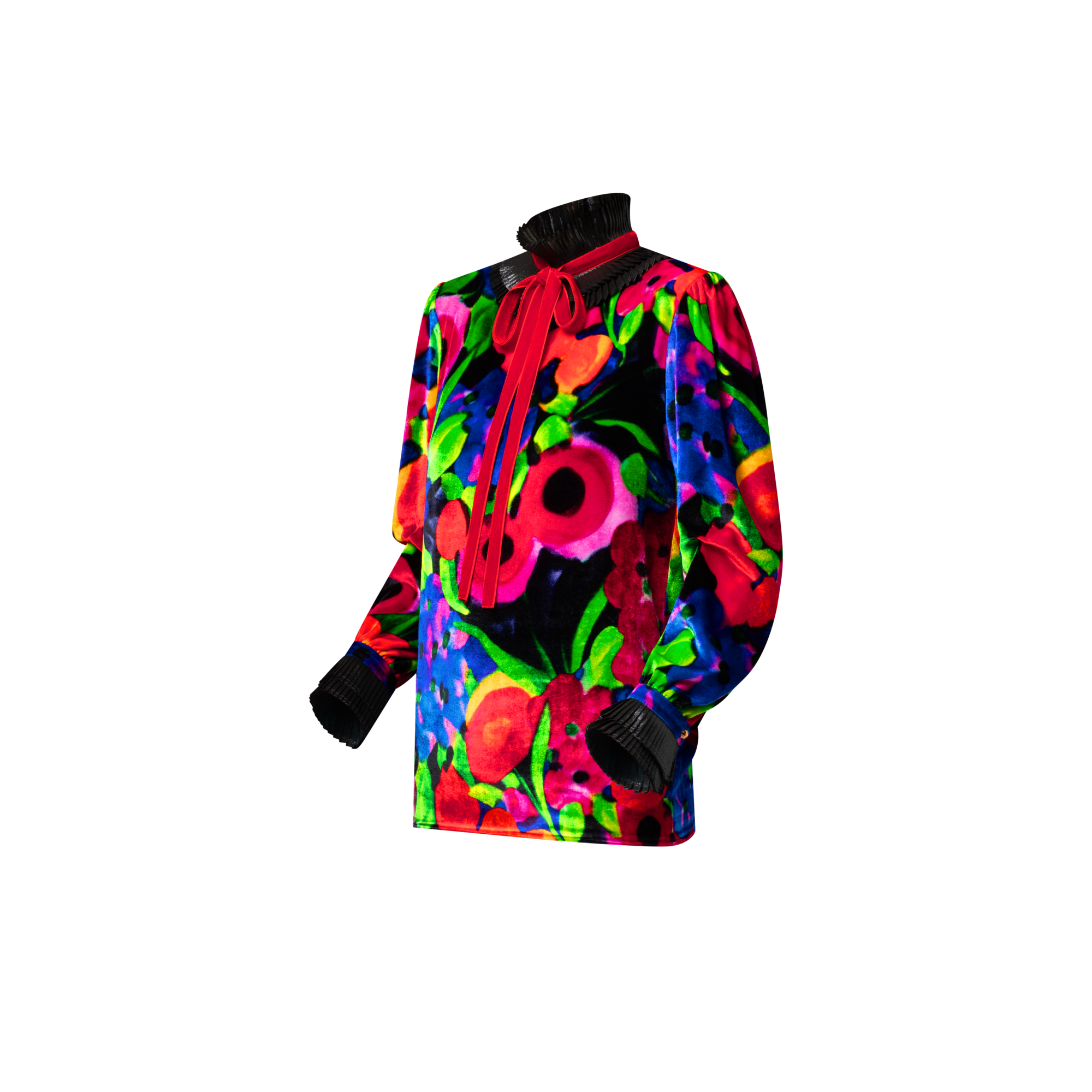 L/S High Ruffle Collar Shirt  in Women