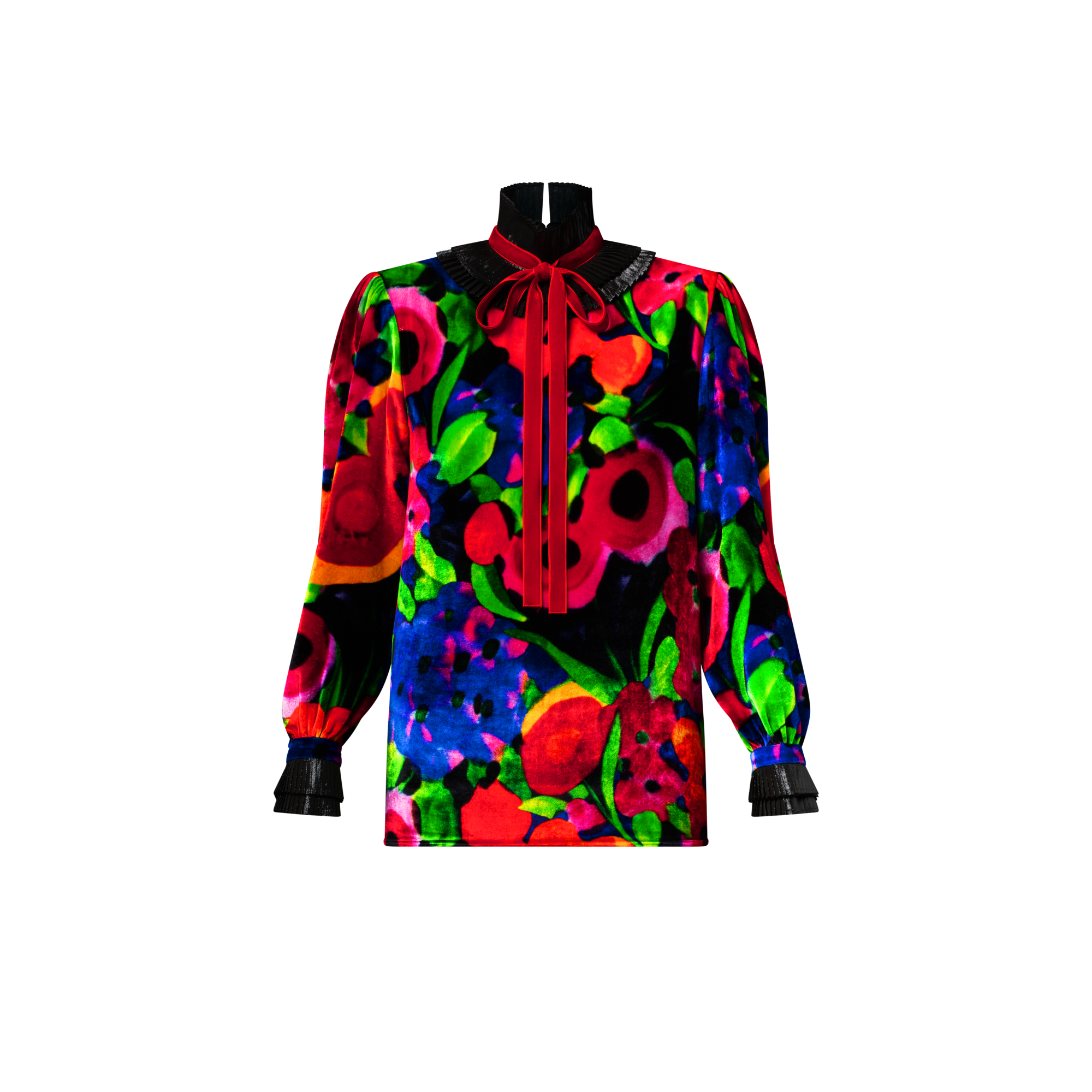 L/S High Ruffle Collar Shirt  in Women