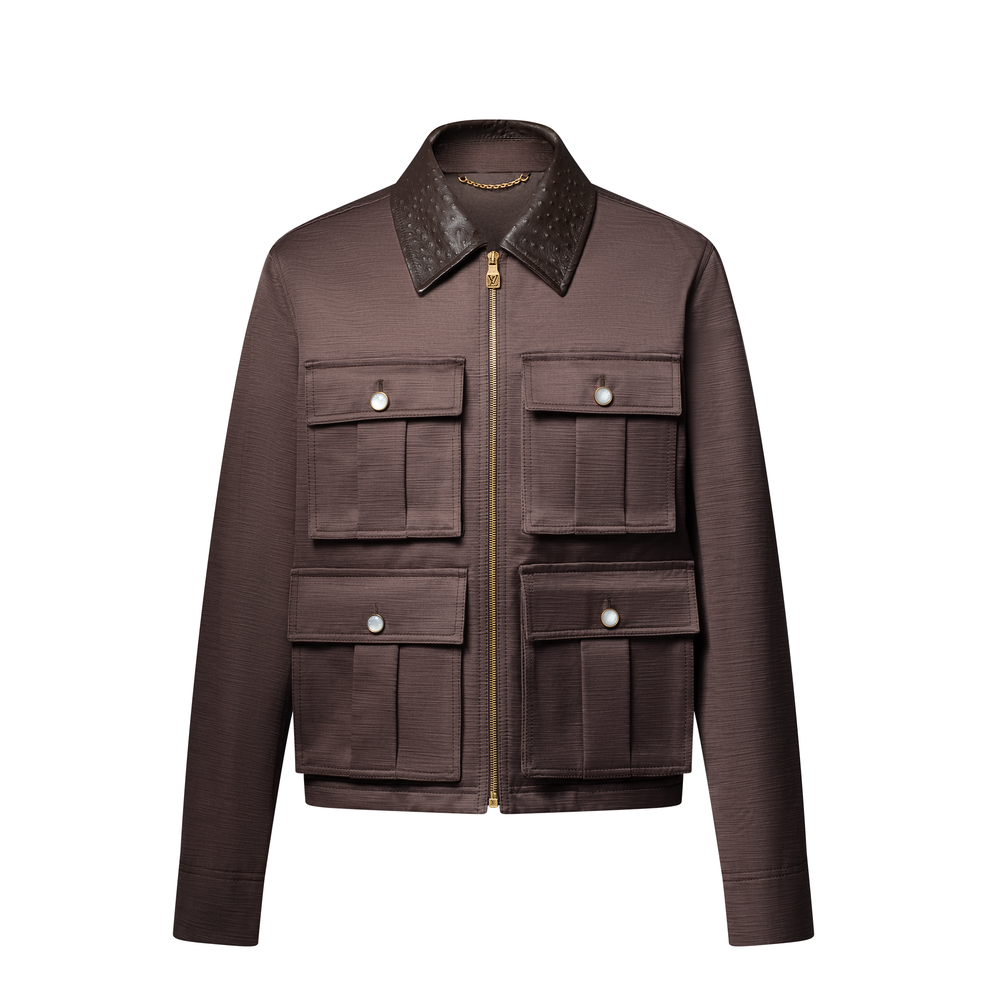Leather Collar Chic Safari Blouson  in Men