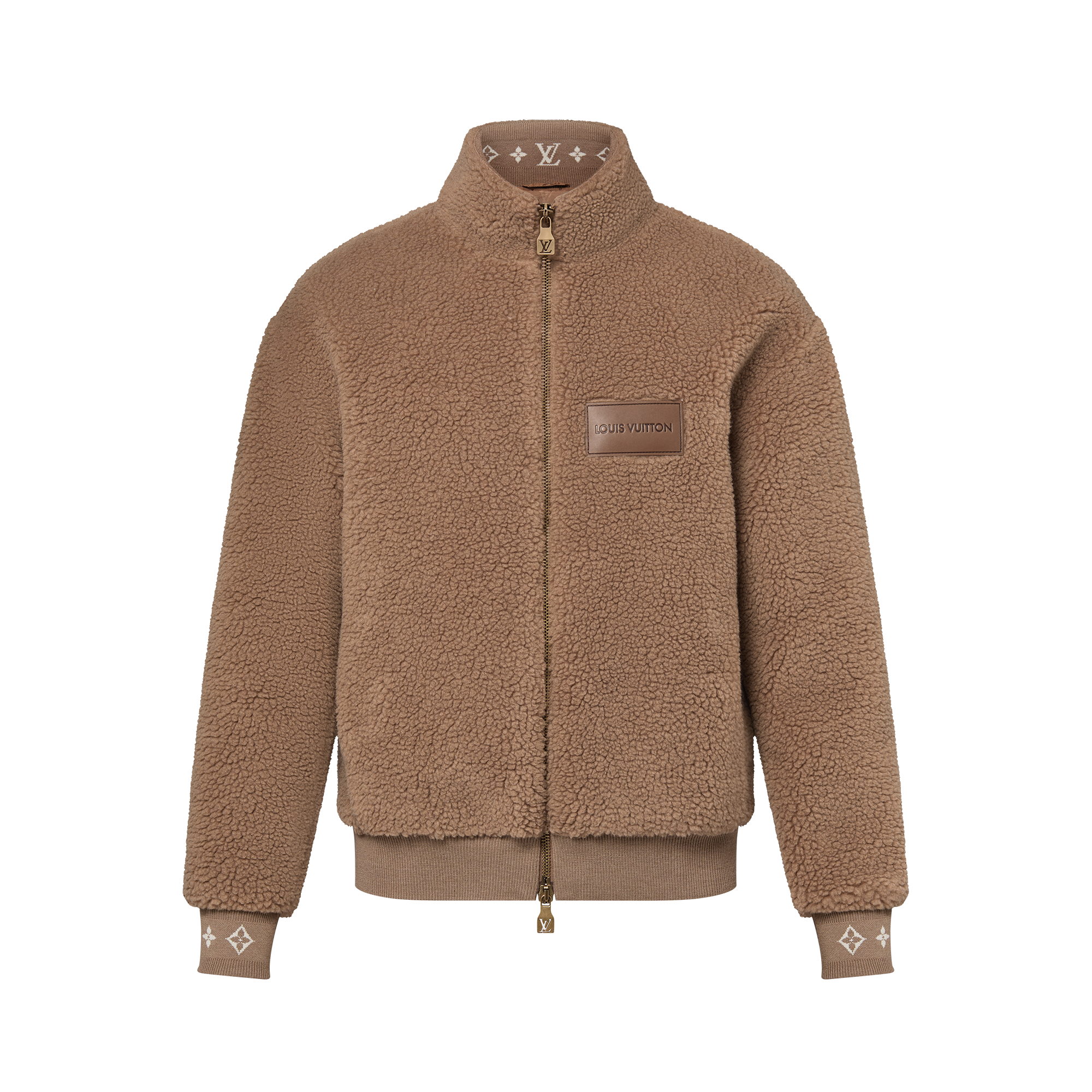 Leather Patch Fleece Blouson  in Men