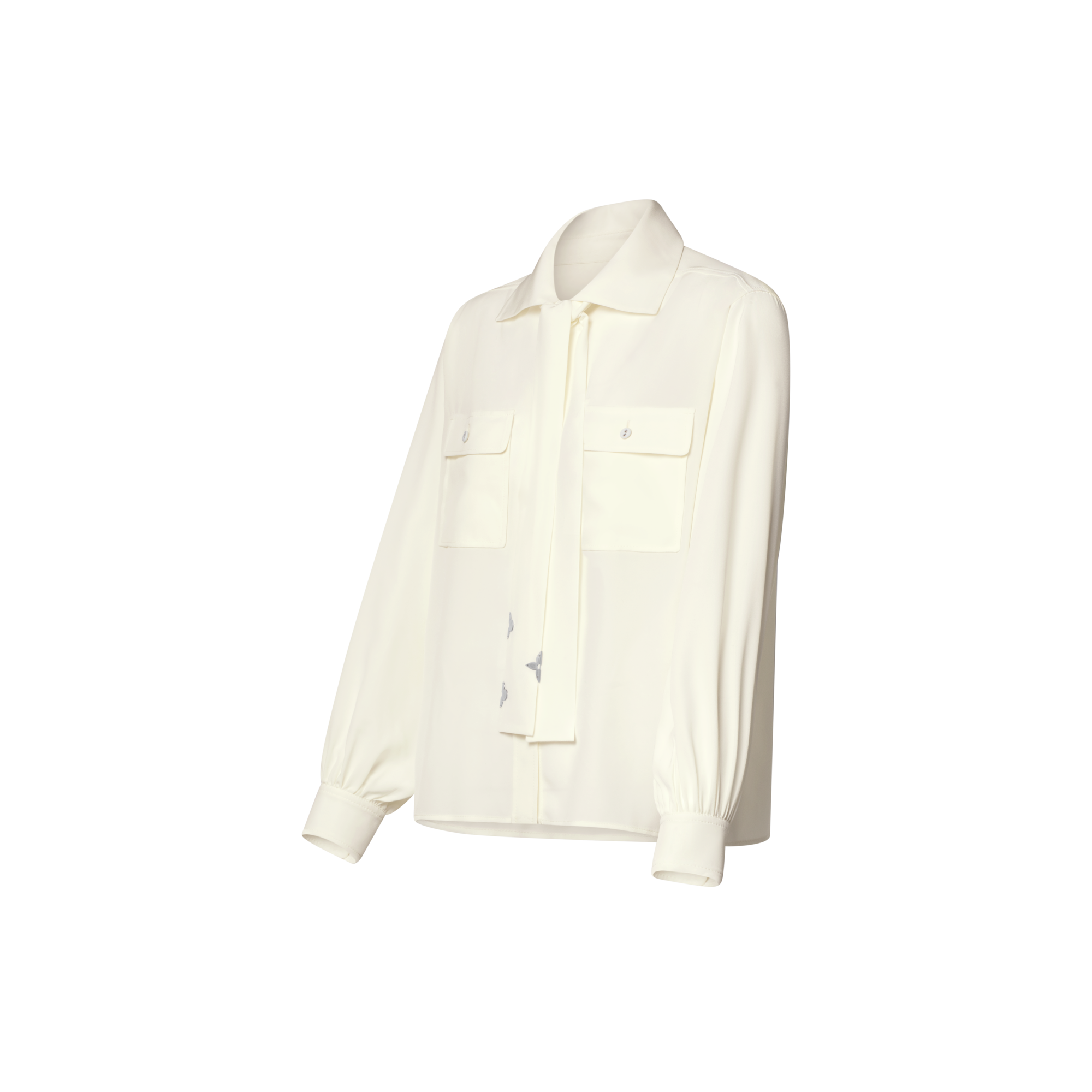 Long-Sleeved  Lavaliere Shirt With Pocket Detail  in Women