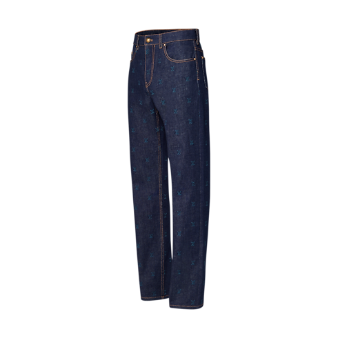 LV Blason Embroidered Denim Pants in Men's Ready-to-Wear Denim collections by Louis Vuitton (Product zoom)