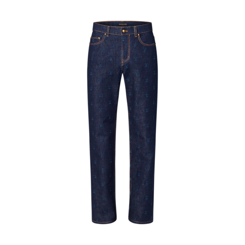 LV Blason Embroidered Denim Pants in Men's Ready-to-Wear Denim collections by Louis Vuitton (Product zoom)