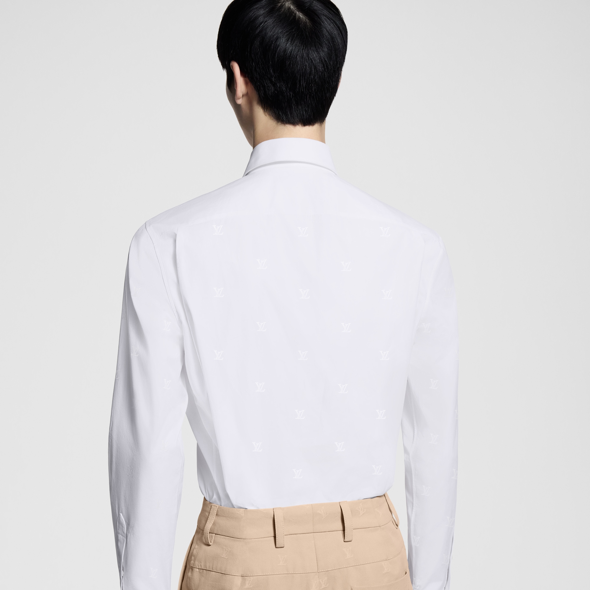 LV Blason Printed Long-Sleeved Cotton Shirt  in Men
