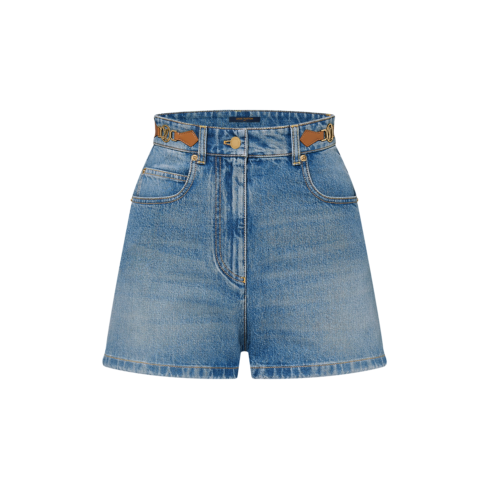 LV Circle Tab Denim Mini Shorts  in Women