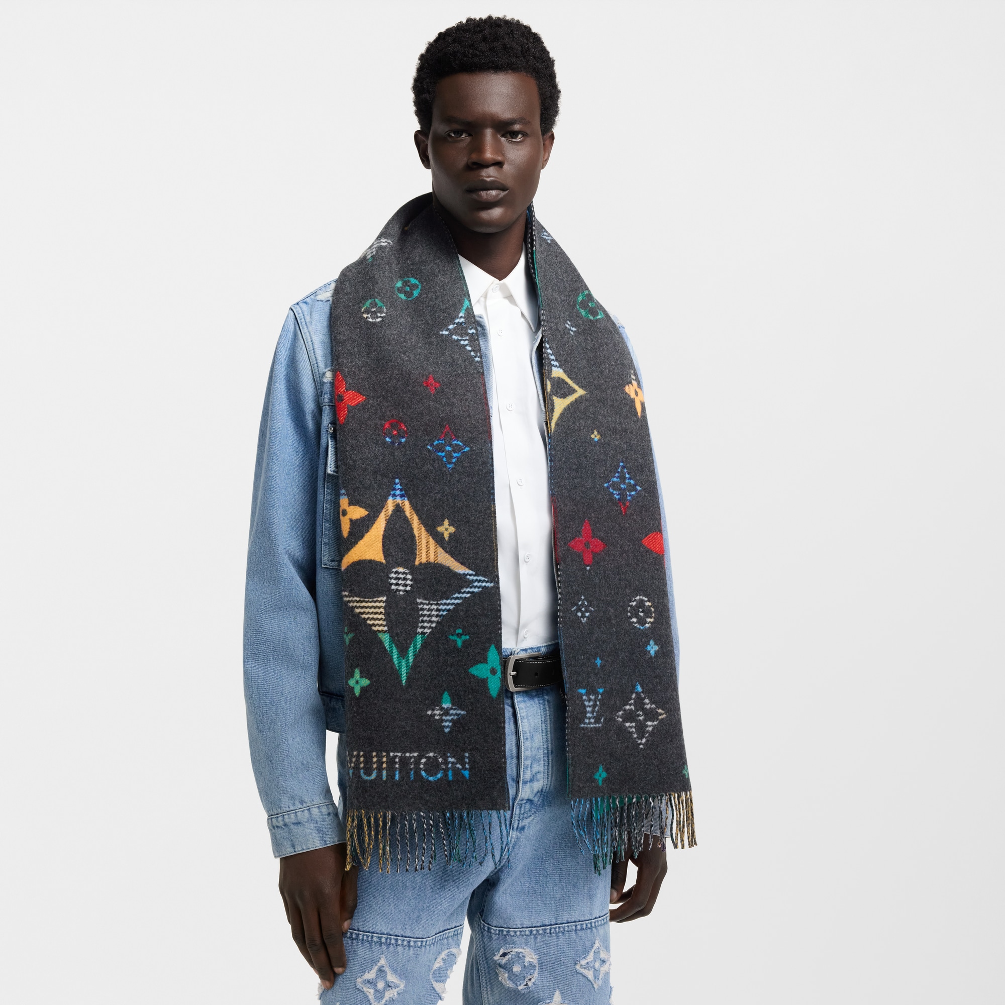 LV Galaxy Tartan Scarf . in Men