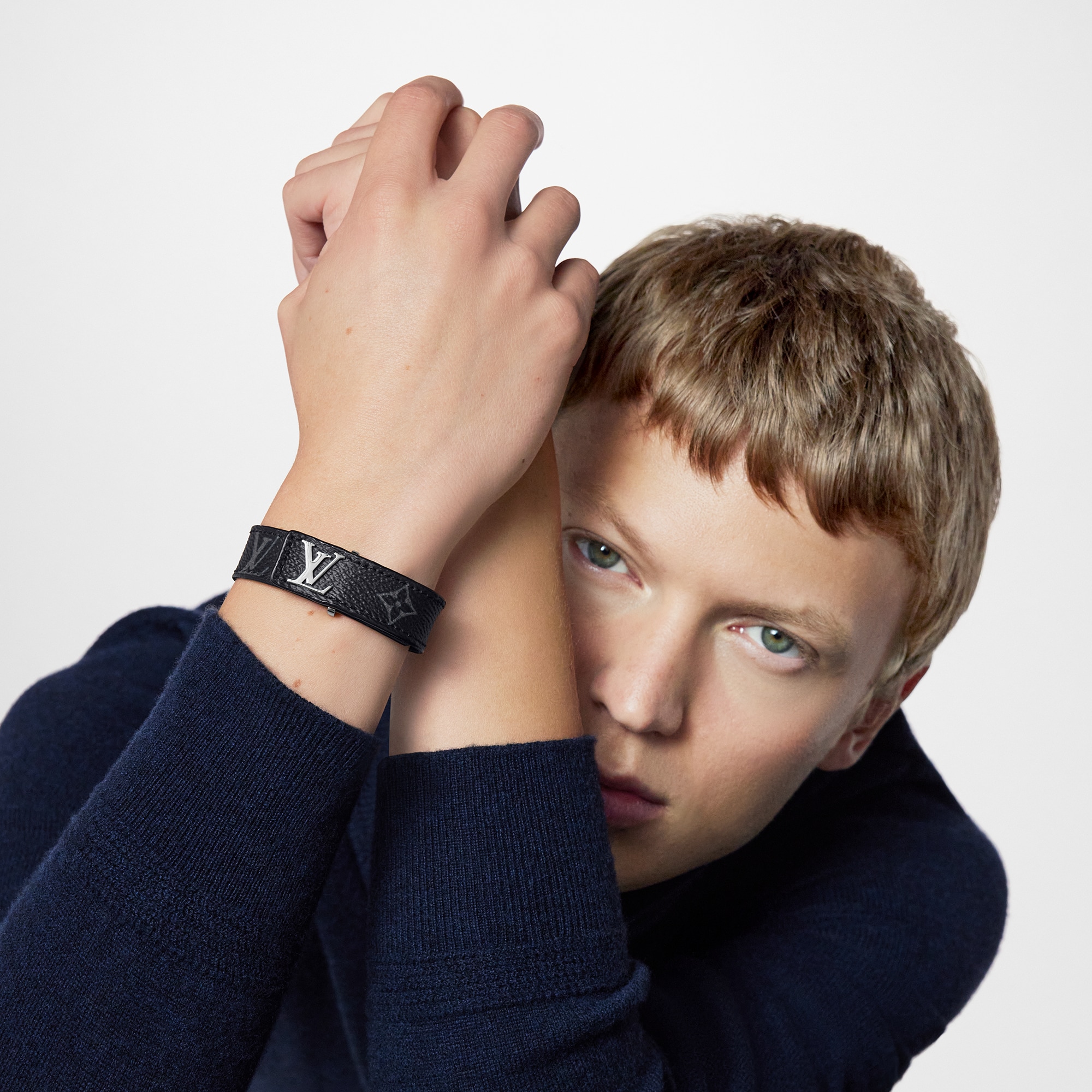 LV Slim Bracelet Monogram Eclipse in Men