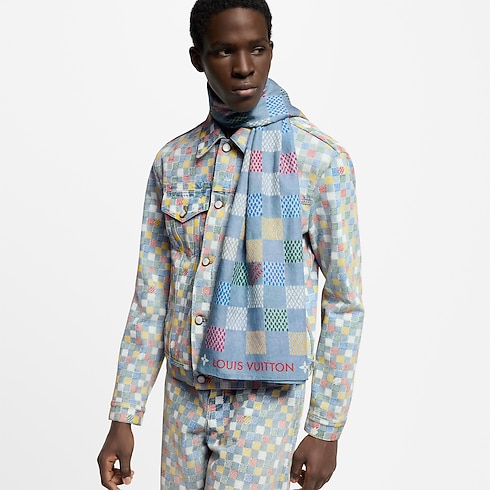 LV Vers Damier Denim Stole . in Men's Accessories Scarves for Men collections by Louis Vuitton (Product zoom)