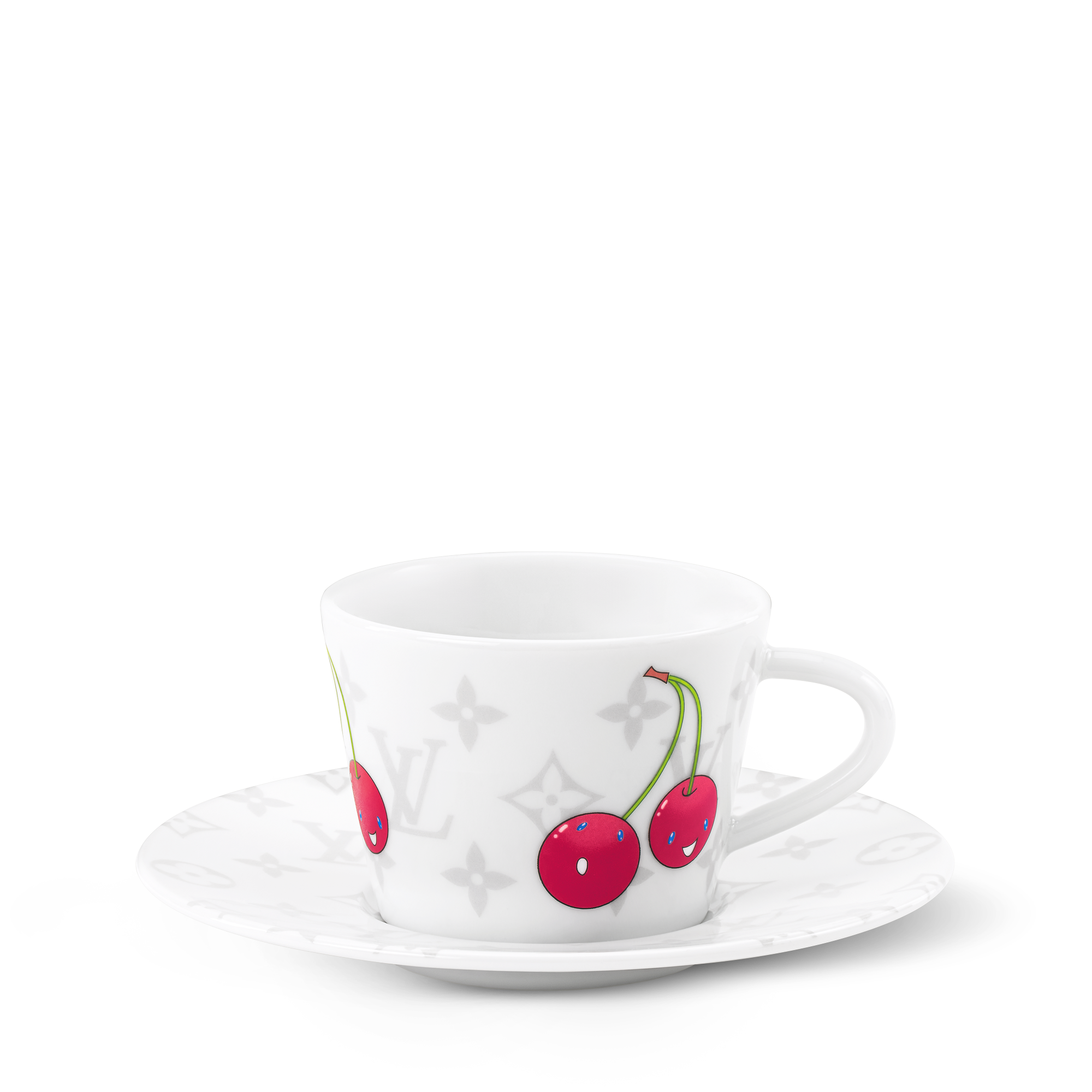 LV x TM Set of 2 Coffee Cups and Saucers Monogram Cerises in Trunks, Travel and Home