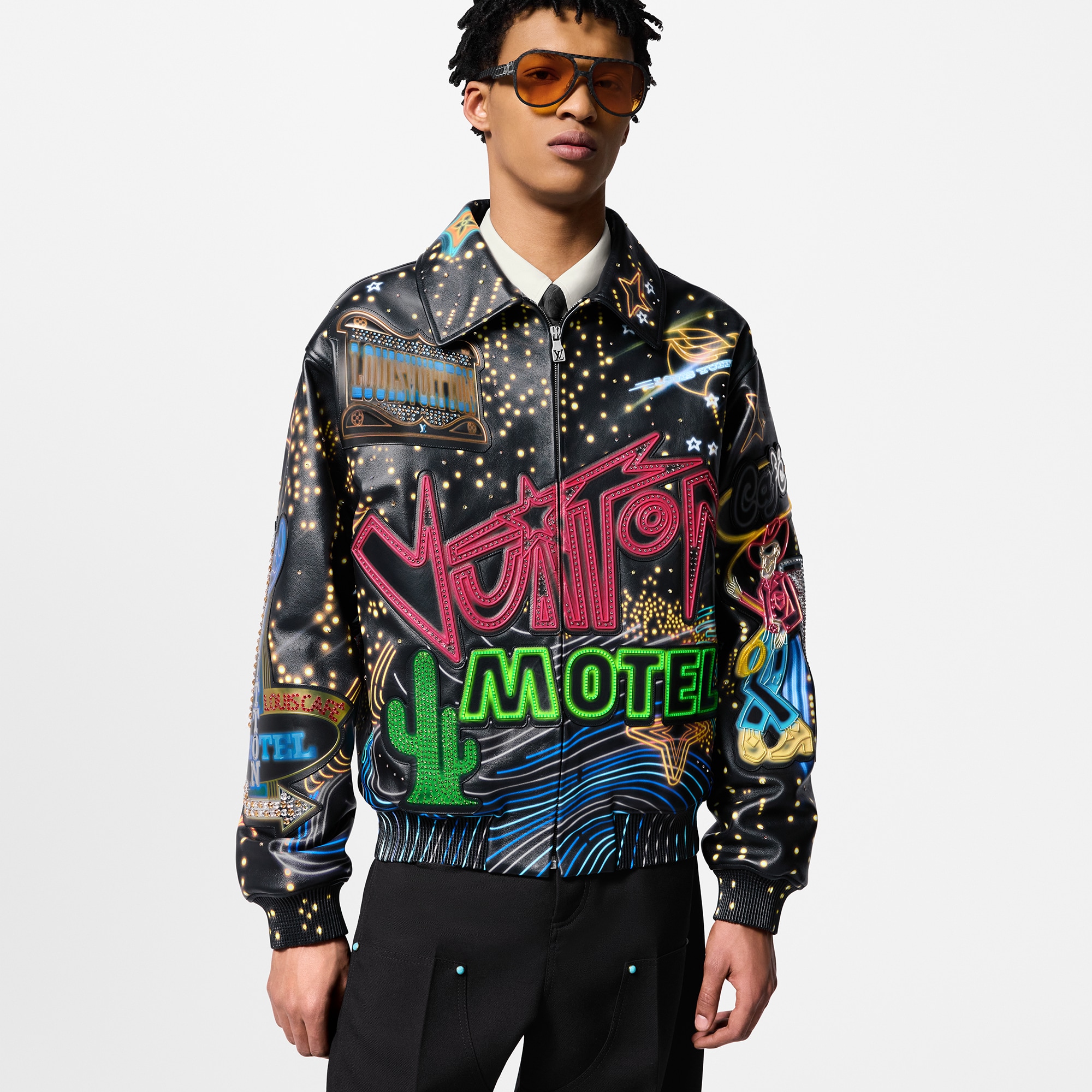 Made To Order Embellished Leather Bomber Jacket   in Men