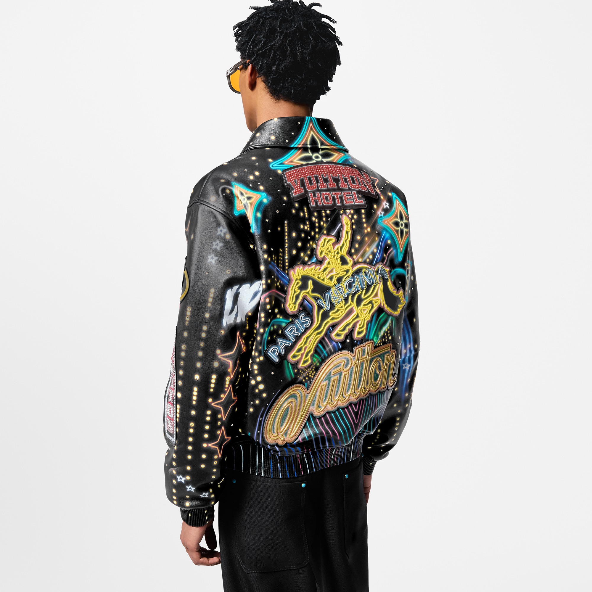 Made To Order Embellished Leather Bomber Jacket   in Men