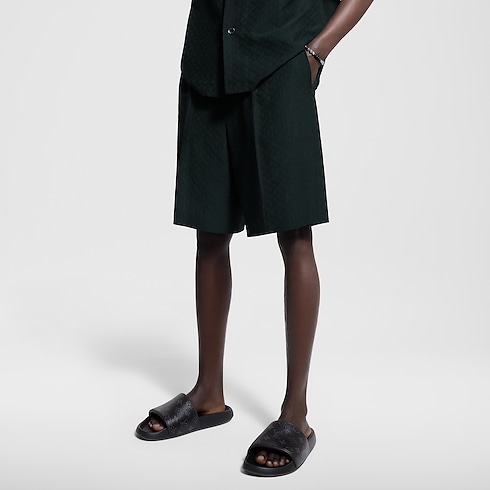 Mini Monogram Silk-Cotton Blend Tailored Shorts in Men's Ready-to-Wear Pants collections by Louis Vuitton (Product zoom)