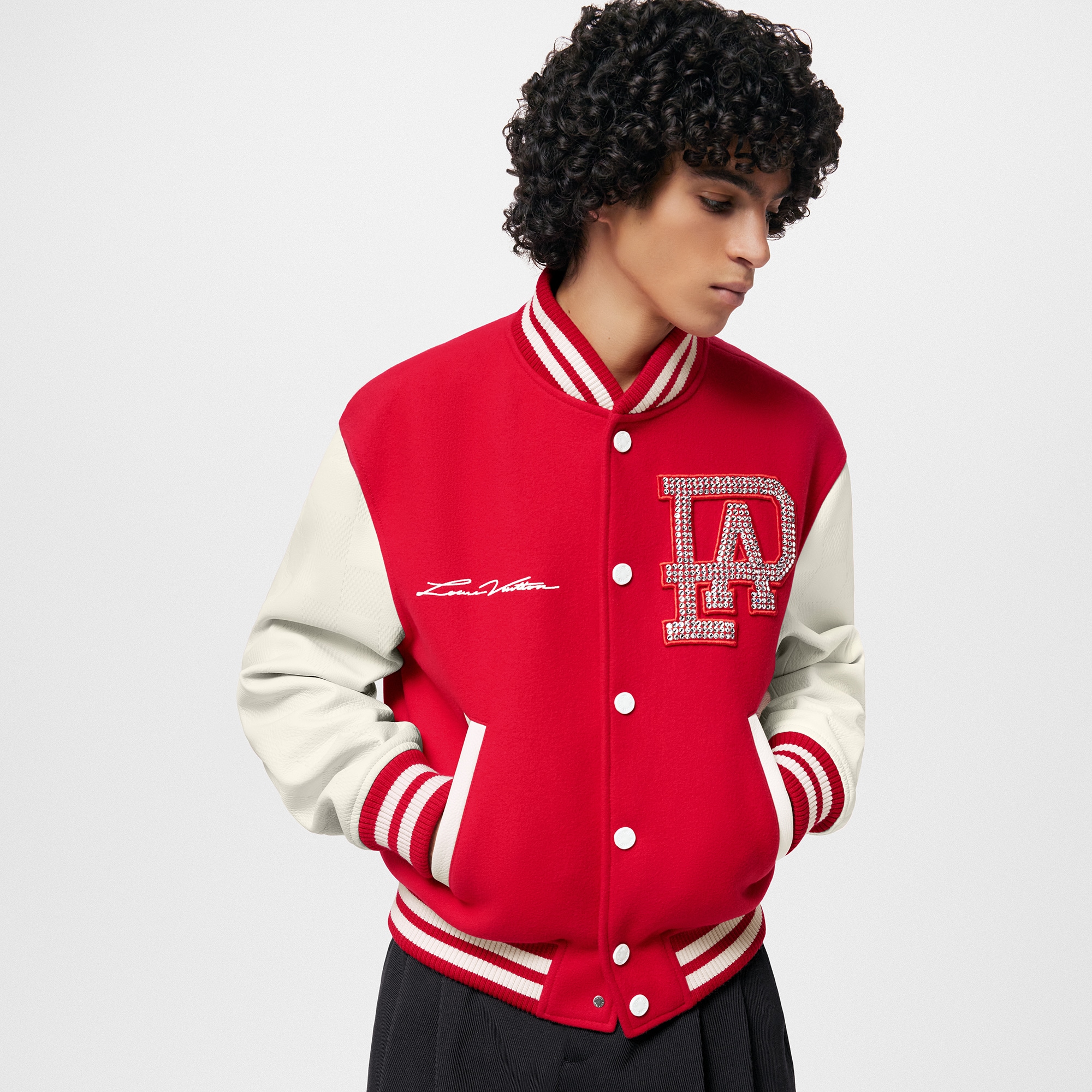 Mix Leather Varsity Blouson  in Men