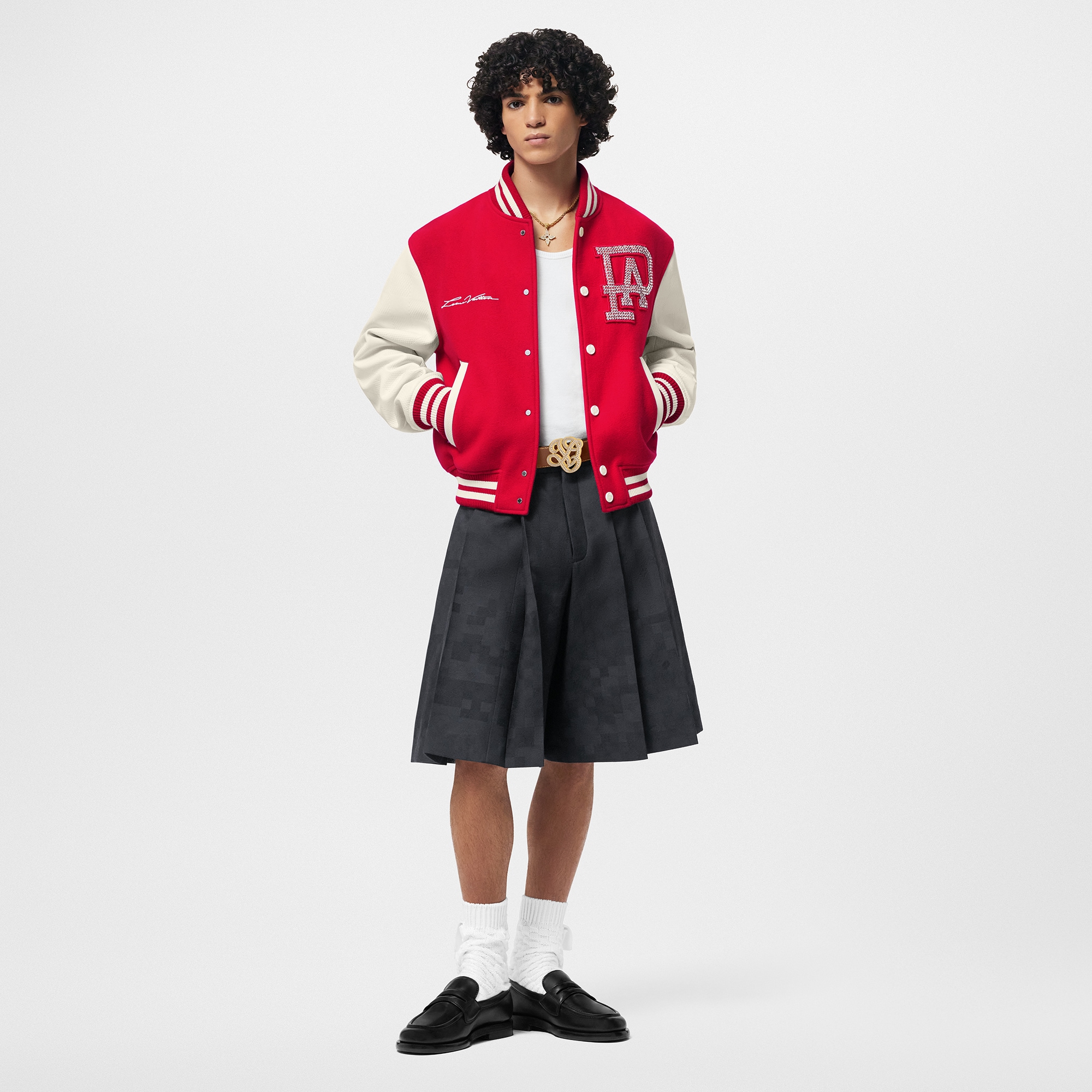 Mix Leather Varsity Blouson  in Men
