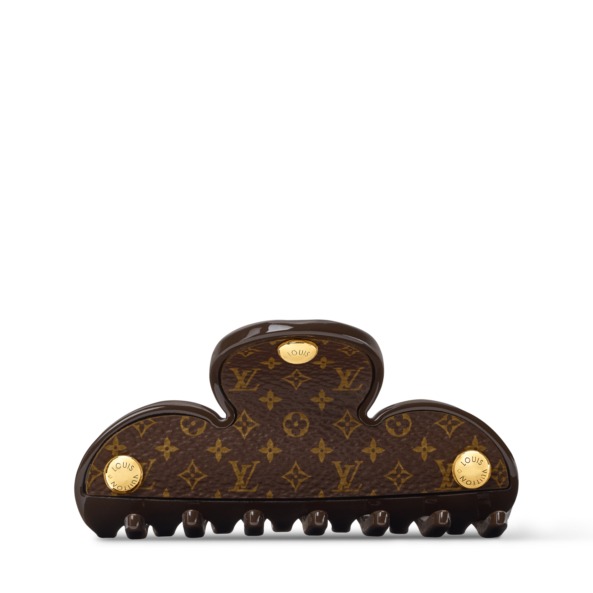 Black & Gold LV Monogram Hair Barrette Louis Vuitton Monogram Black and Gold Hair Barrette main image 4