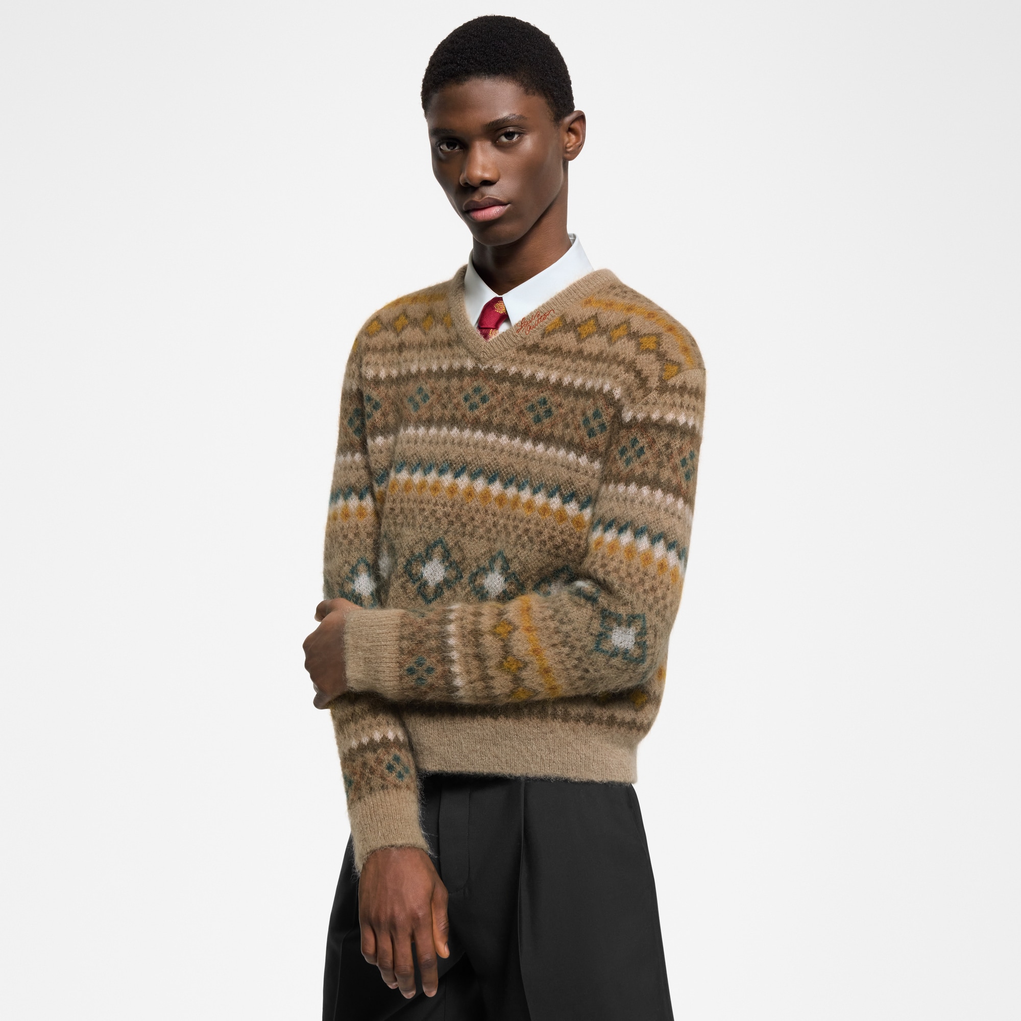 Mohair Blend Fair Isle Pullover   in Men