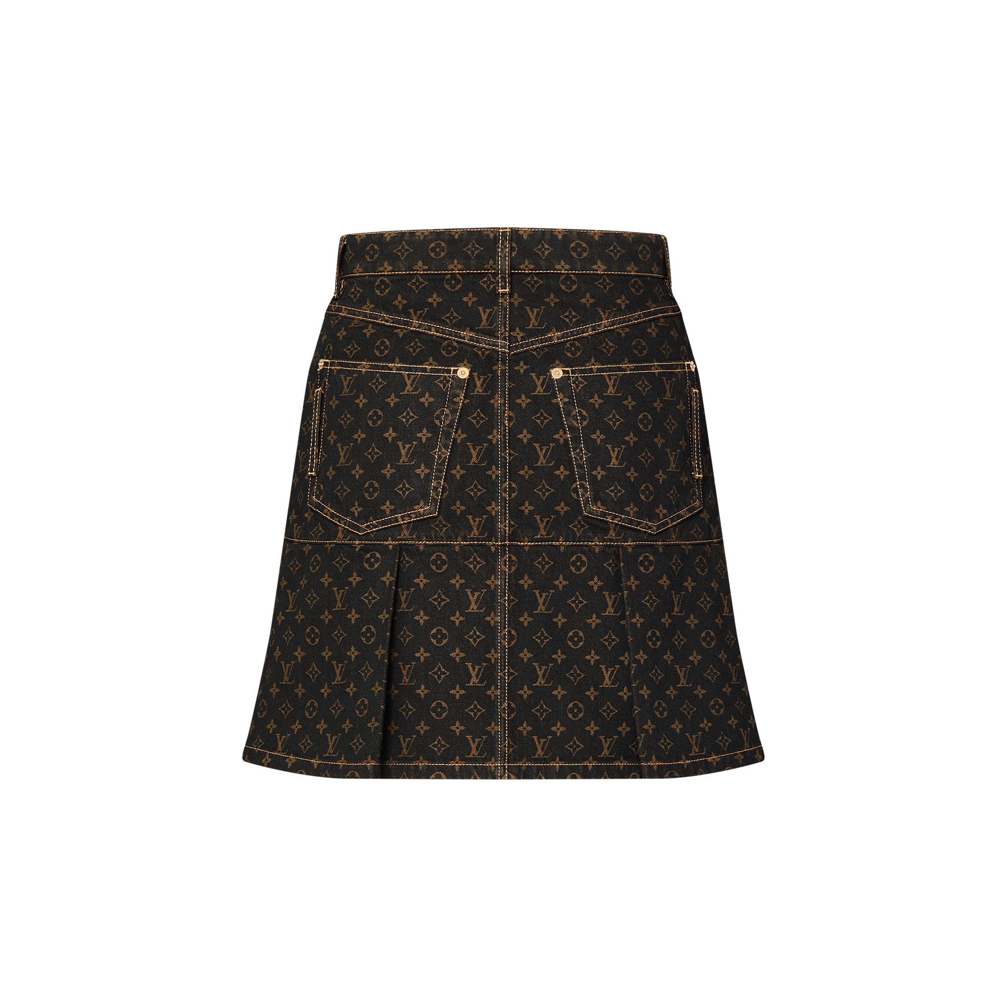 Monogram Denim Pleat Skirt  in Women
