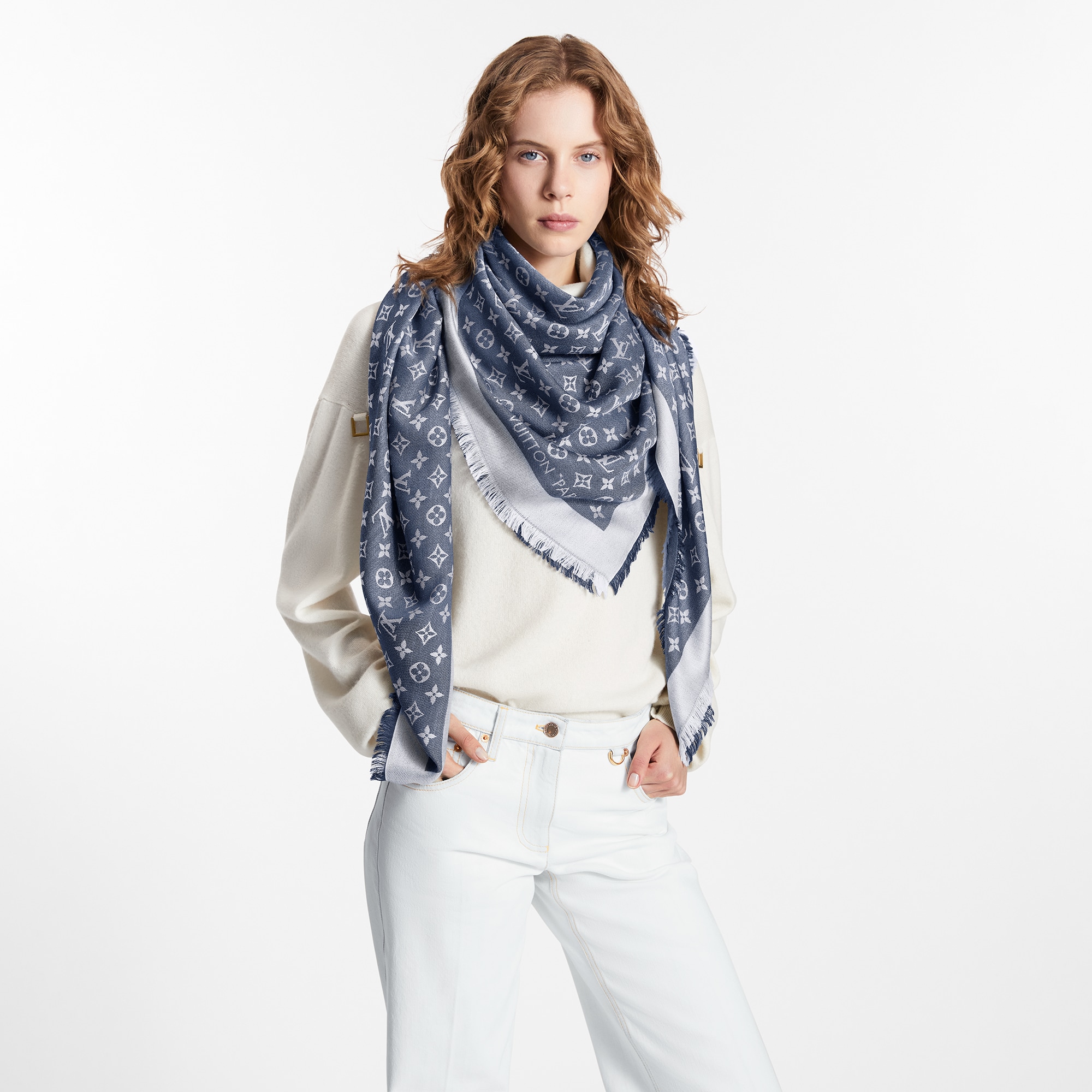 Monogram Denim Shawl . in Women