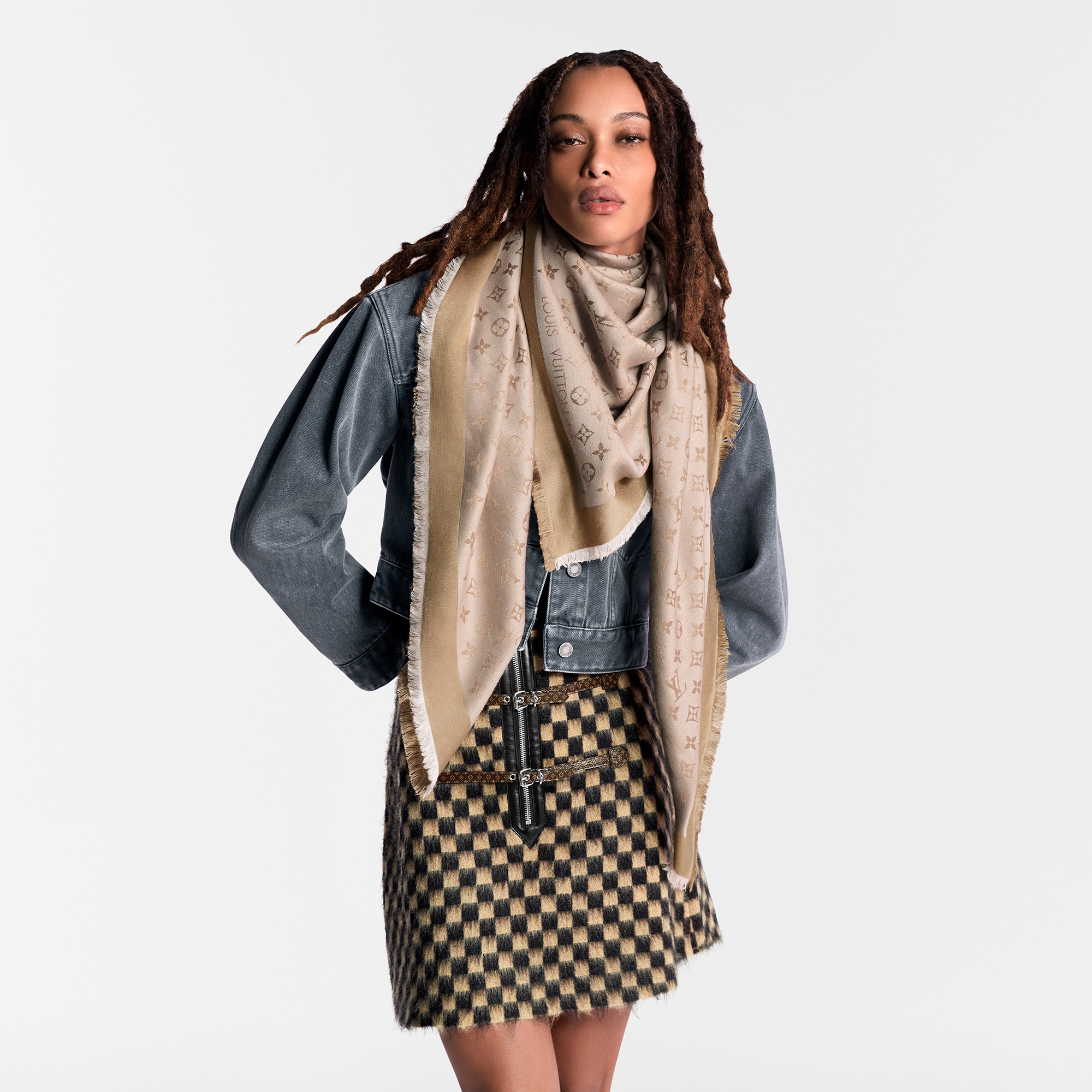 Monogram Denim Shawl . in Women