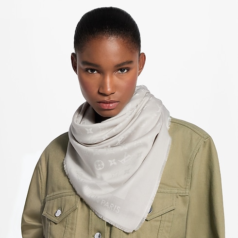 Monogram Denim Shawl worn view