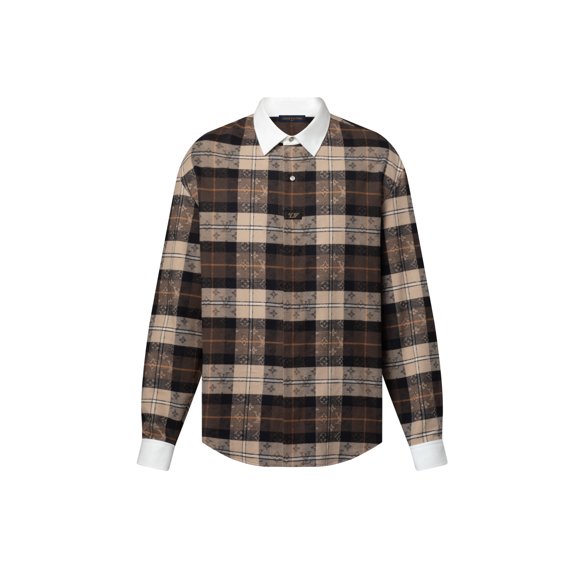 Monogram Flannel Long-Sleeved Polo Shirt  in Men