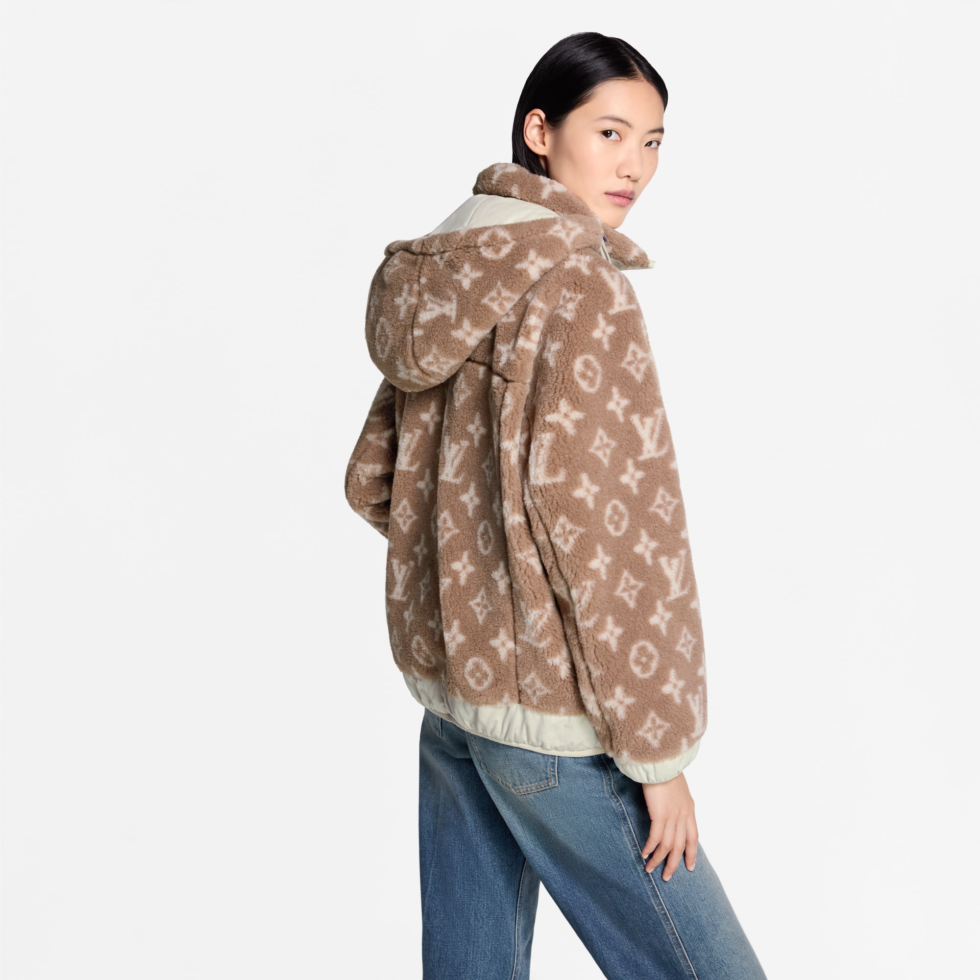 Monogram Fleece Hooded Jacket  in Women
