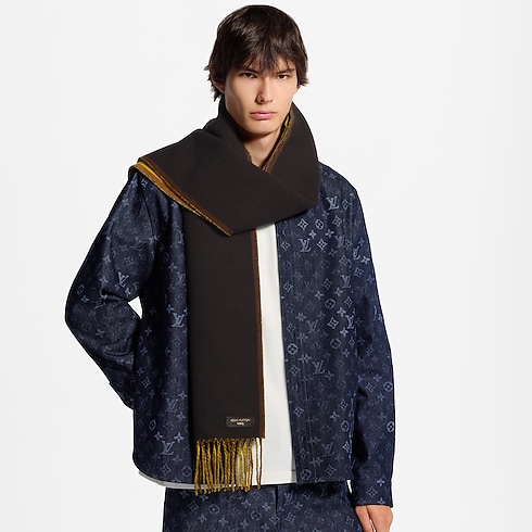 Monogram Heritage Double Face Scarf worn view