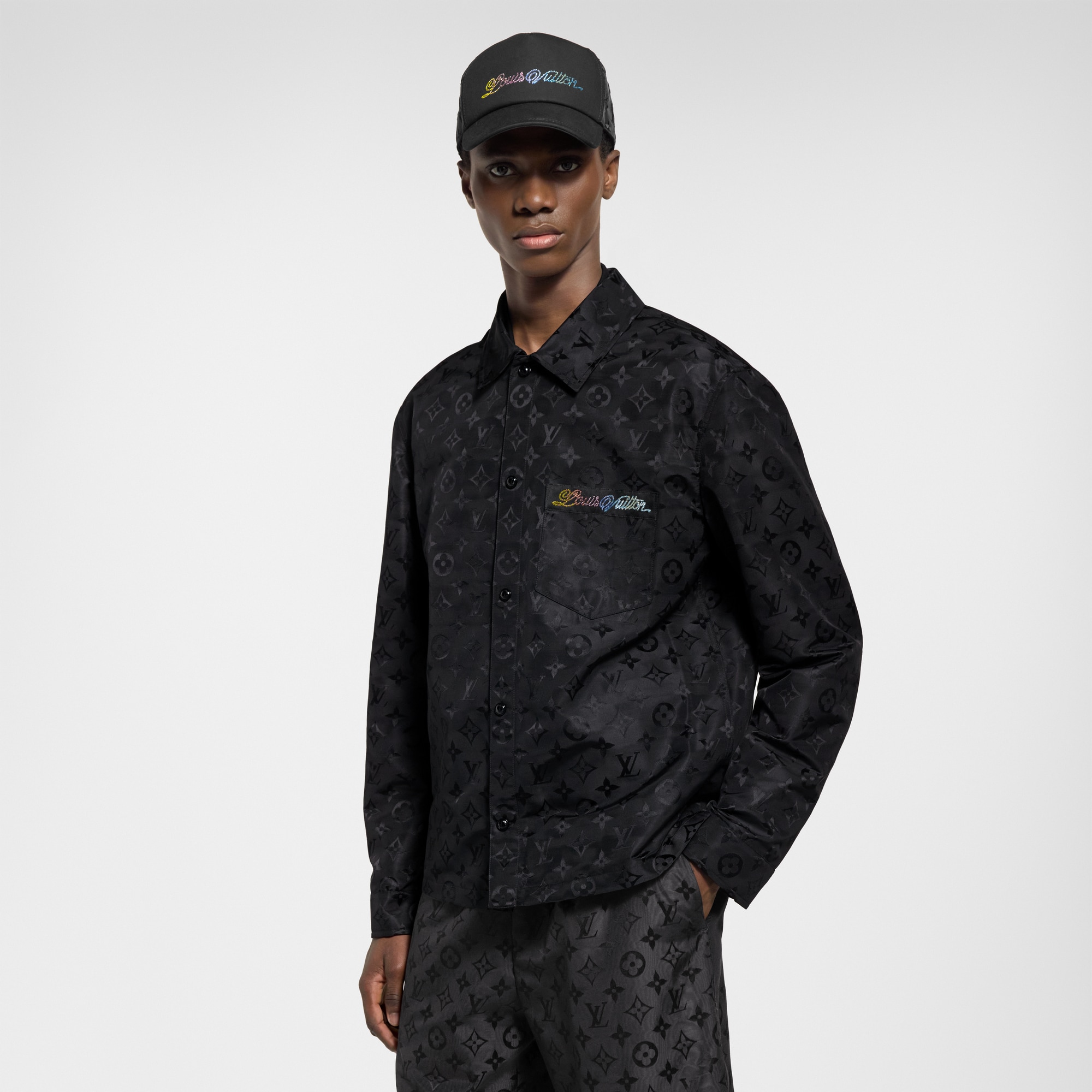Monogram Moire Jacquard Silk Overshirt  in Men