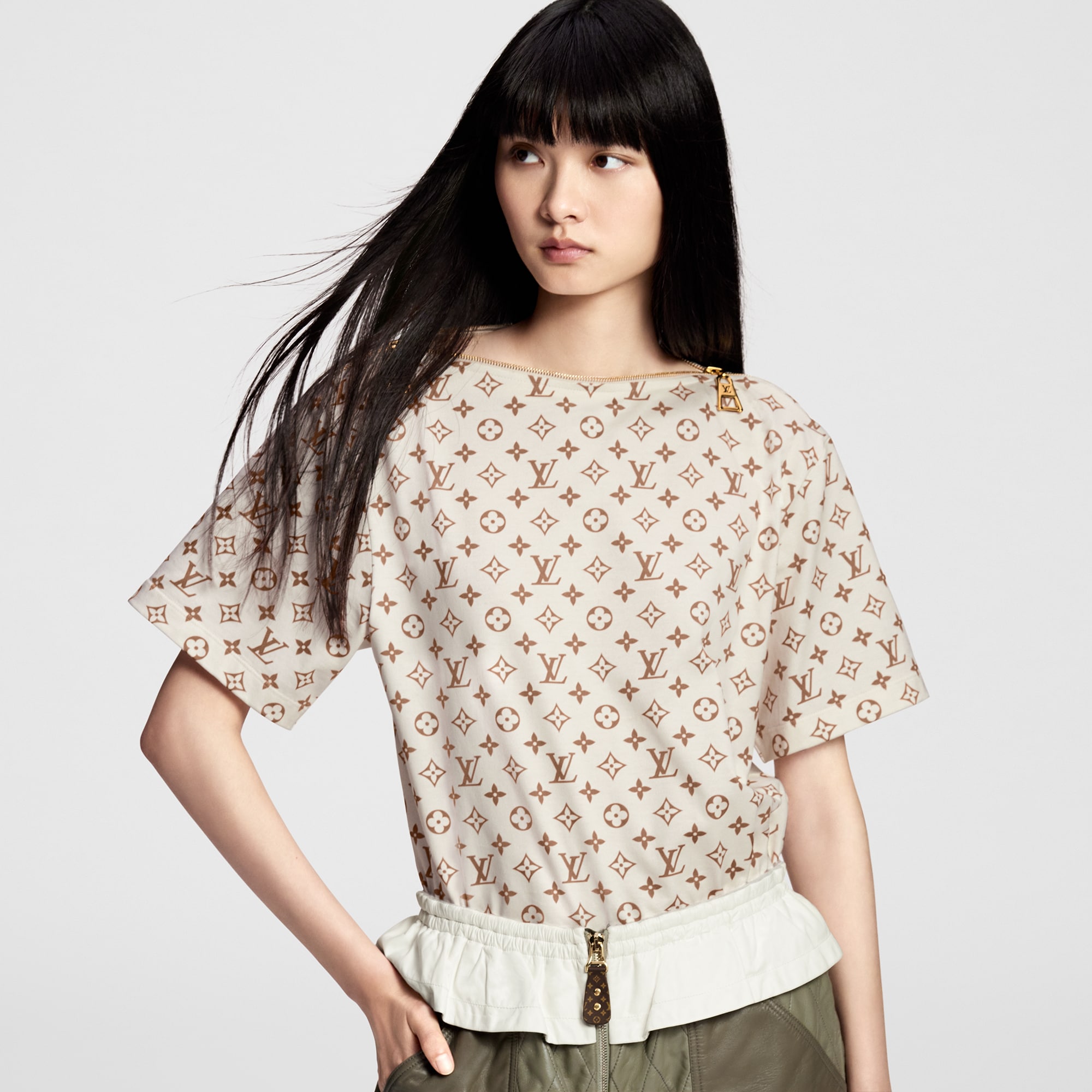 Monogram Print Bateau T-Shirt  in Women