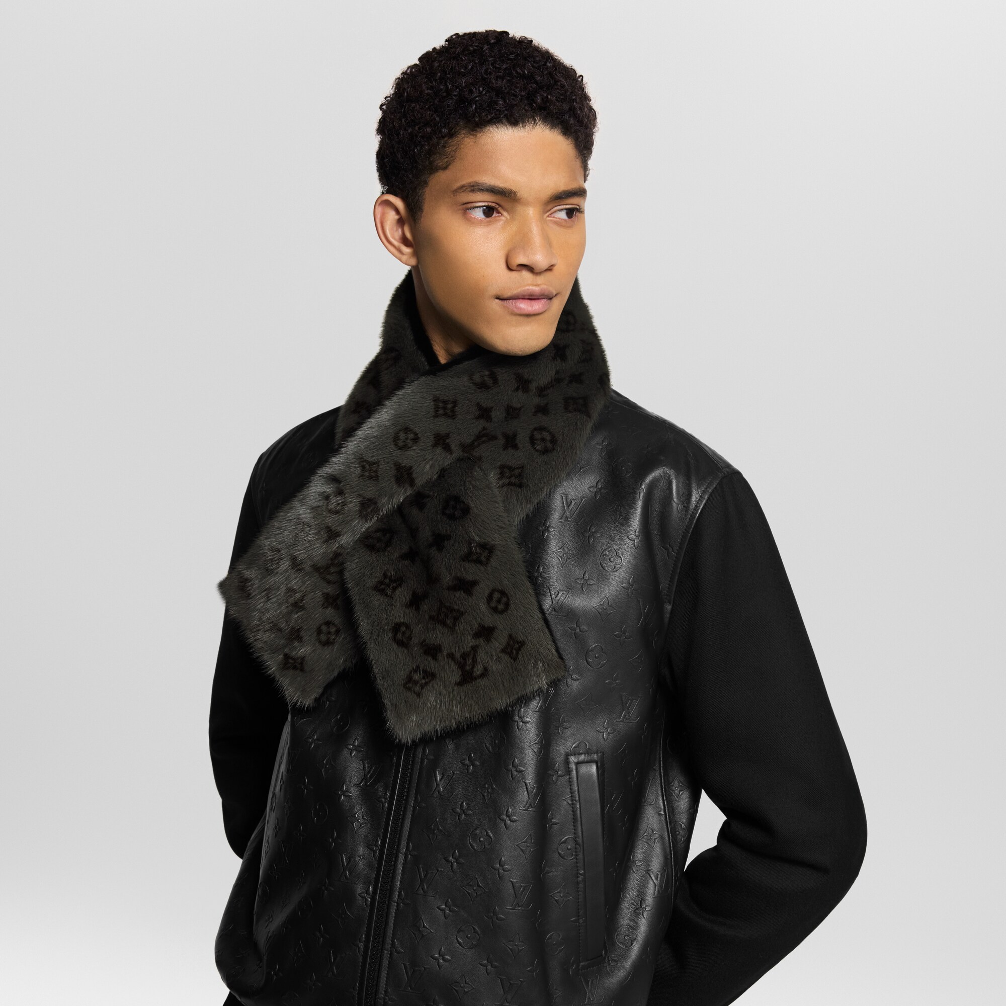 Monogram Reverse Fur Scarf . in Men